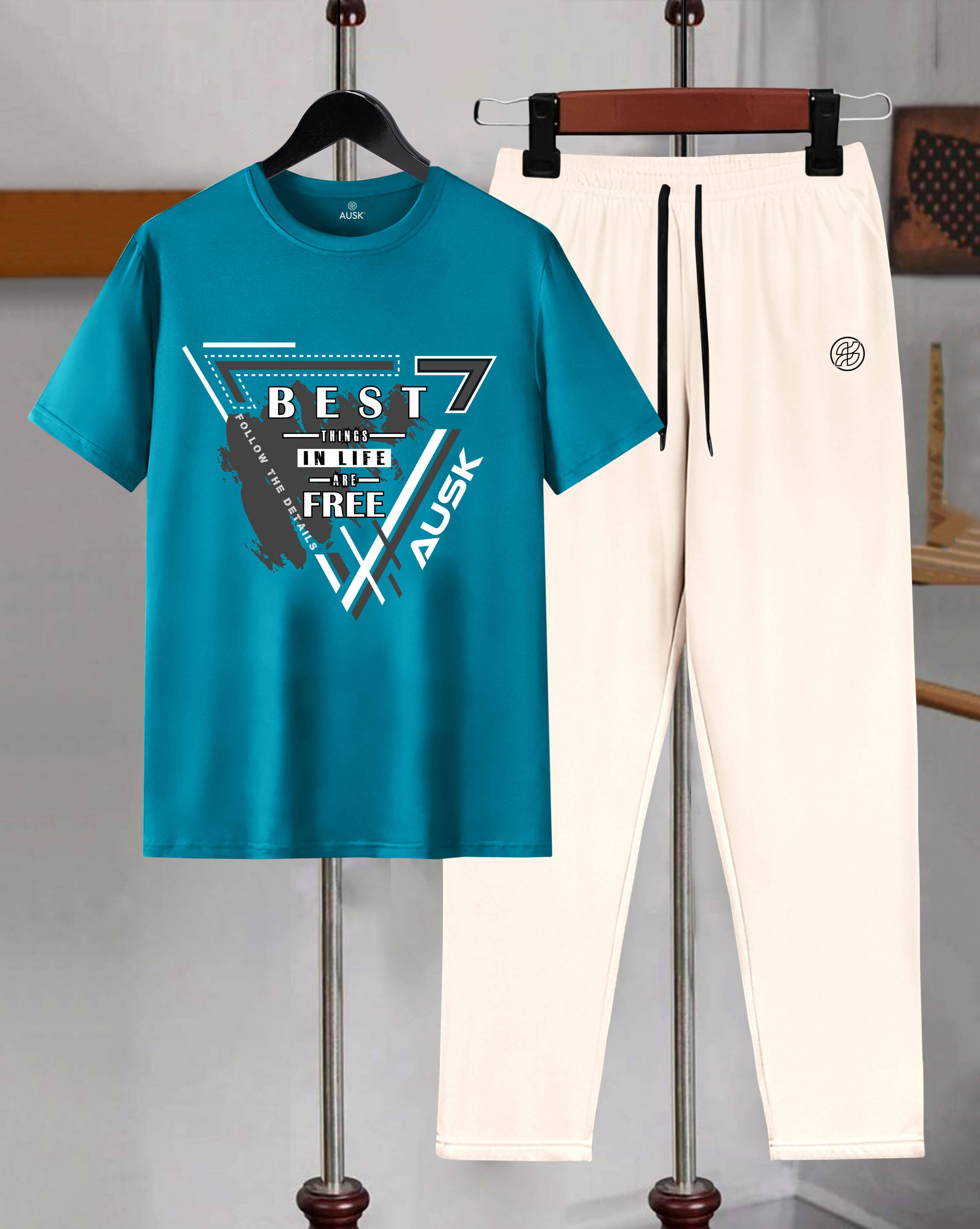 AUSK Teal Cotton Blend Relaxed Fit Men's Tracksuit ( Pack of 1 ) AUSK Teal Cotton Blend Relaxed Fit Men's Tracksuit ( Pack of 1 )