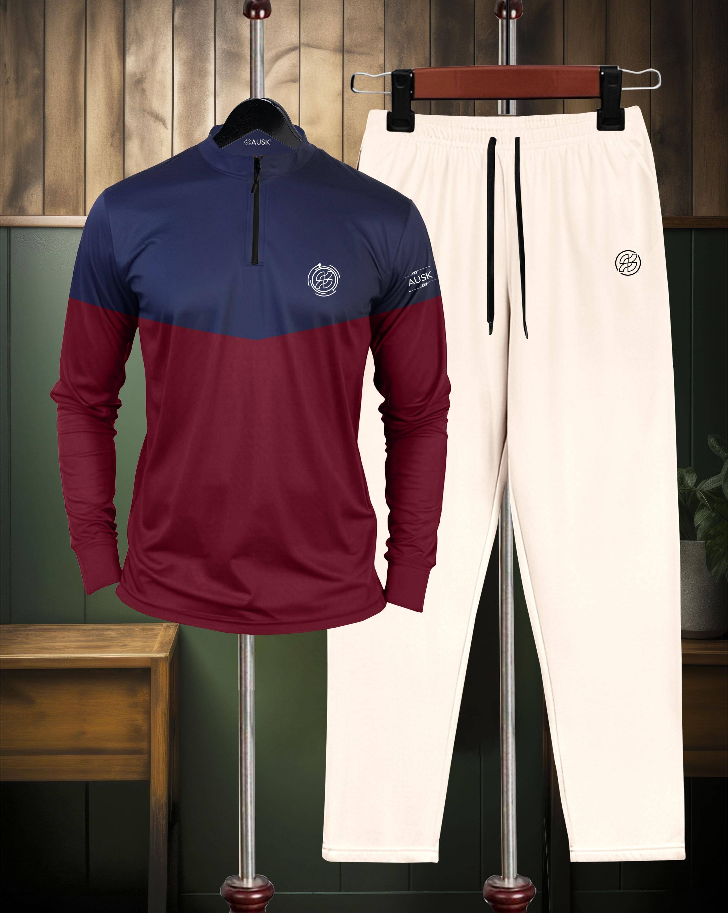     			ENITOR Maroon Cotton Blend Relaxed Fit Men's Tracksuit ( Pack of 1 )