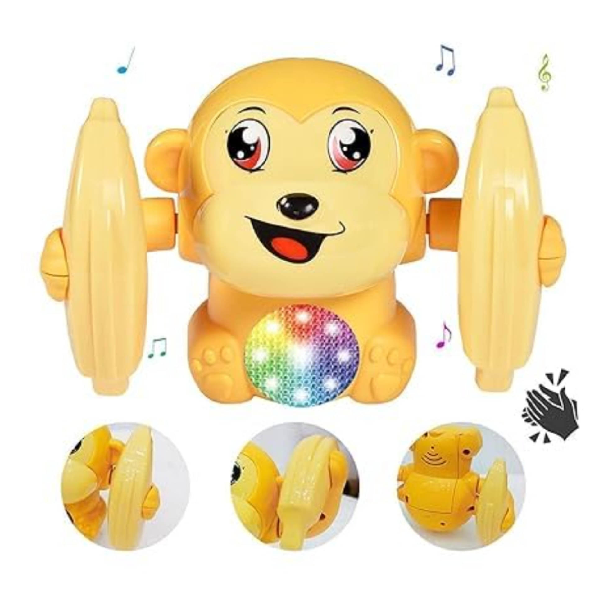 Esnapy Dancing Monkey Musical Toy for Kids Baby Spinning Rolling Doll Tumble Toy with Voice Control Sensor Light and Music Rotating Arm Sound Toy - Made in India (Random Color Dispatch) Esnapy Dancing Monkey Musical Toy for Kids Baby Spinning Rolling Doll Tumble Toy with Voice Control Sensor Light and Music Rotating Arm Sound Toy - Made in India (Random Color Dispatch)