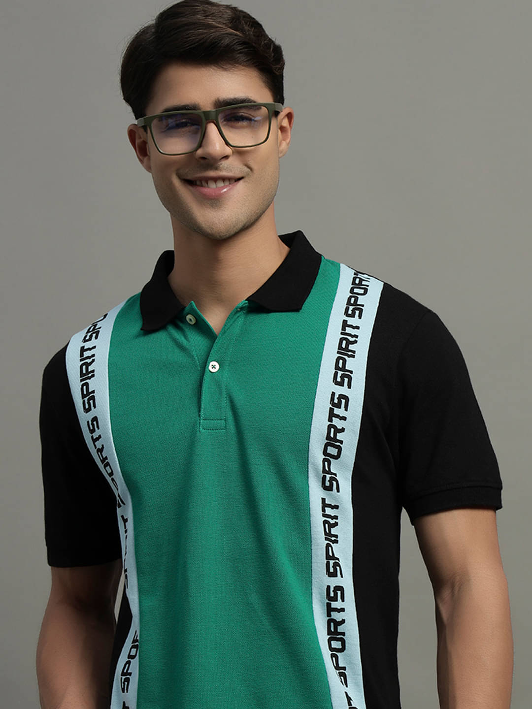     			GET GOLF Men Cotton Blend Regular Fit Colorblock Polo T Shirt ( Green )