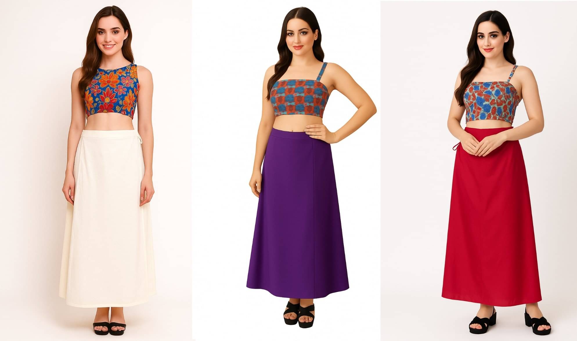 JTG enterprises Multicoloured Cotton Petticoat - Pack of 3     			JTG enterprises Multicoloured Cotton Petticoat - Pack of 3