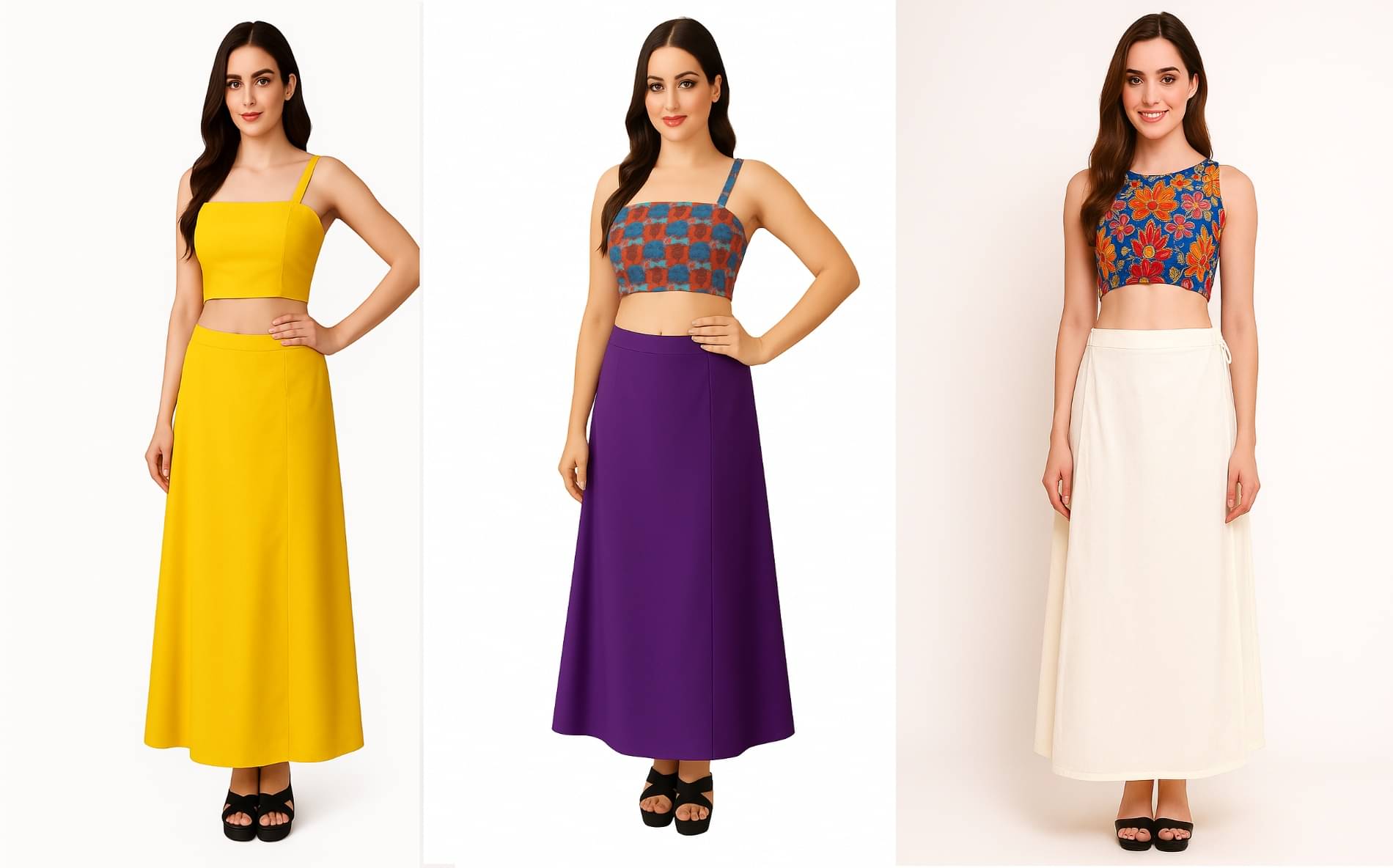     			JTG enterprises Multicoloured Cotton Petticoat - Pack of 3