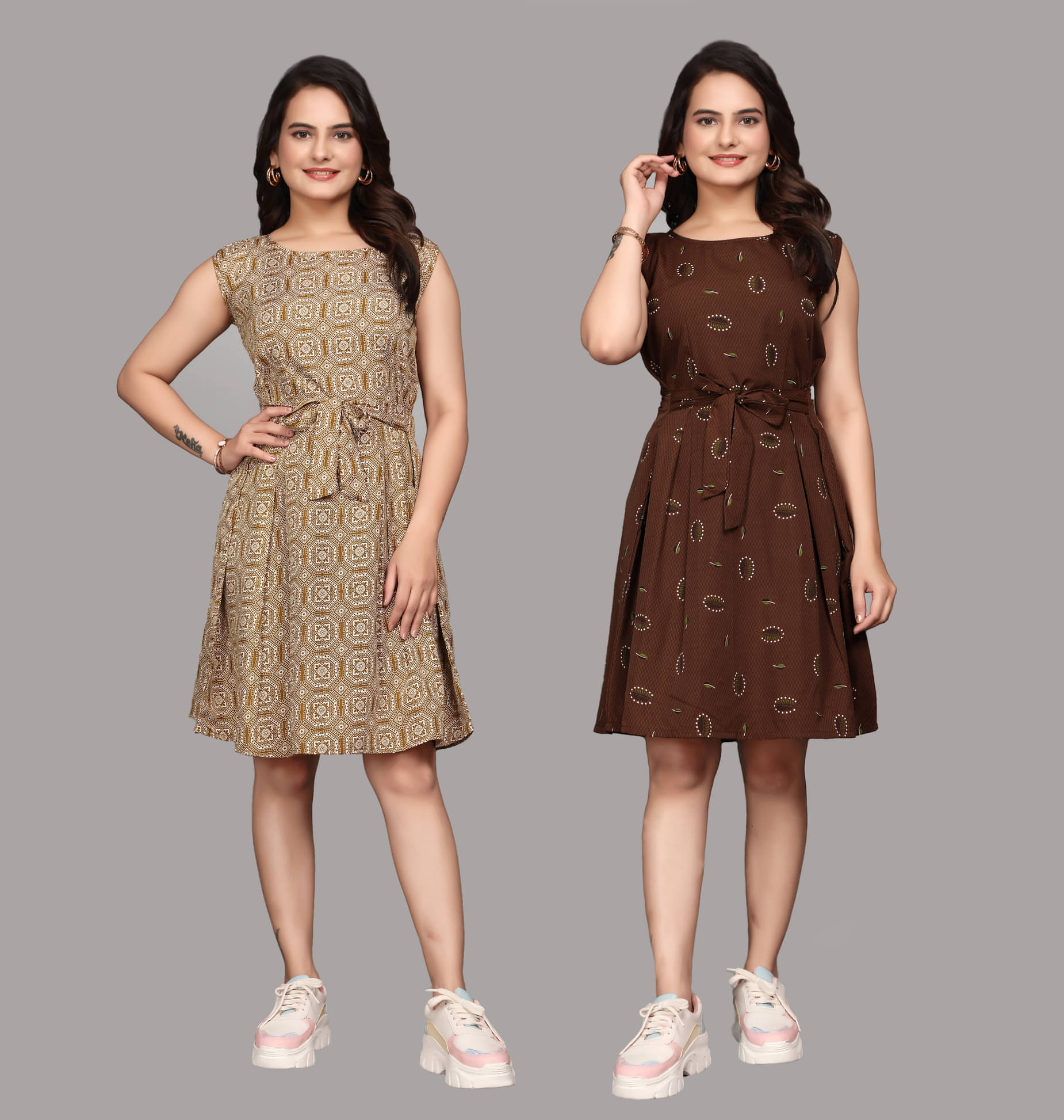 KALAVRITTA Women Crepe Printed Fit & Flare Dress ( Multicolor 5 ) KALAVRITTA Women Crepe Printed Fit & Flare Dress ( Multicolor 5 )