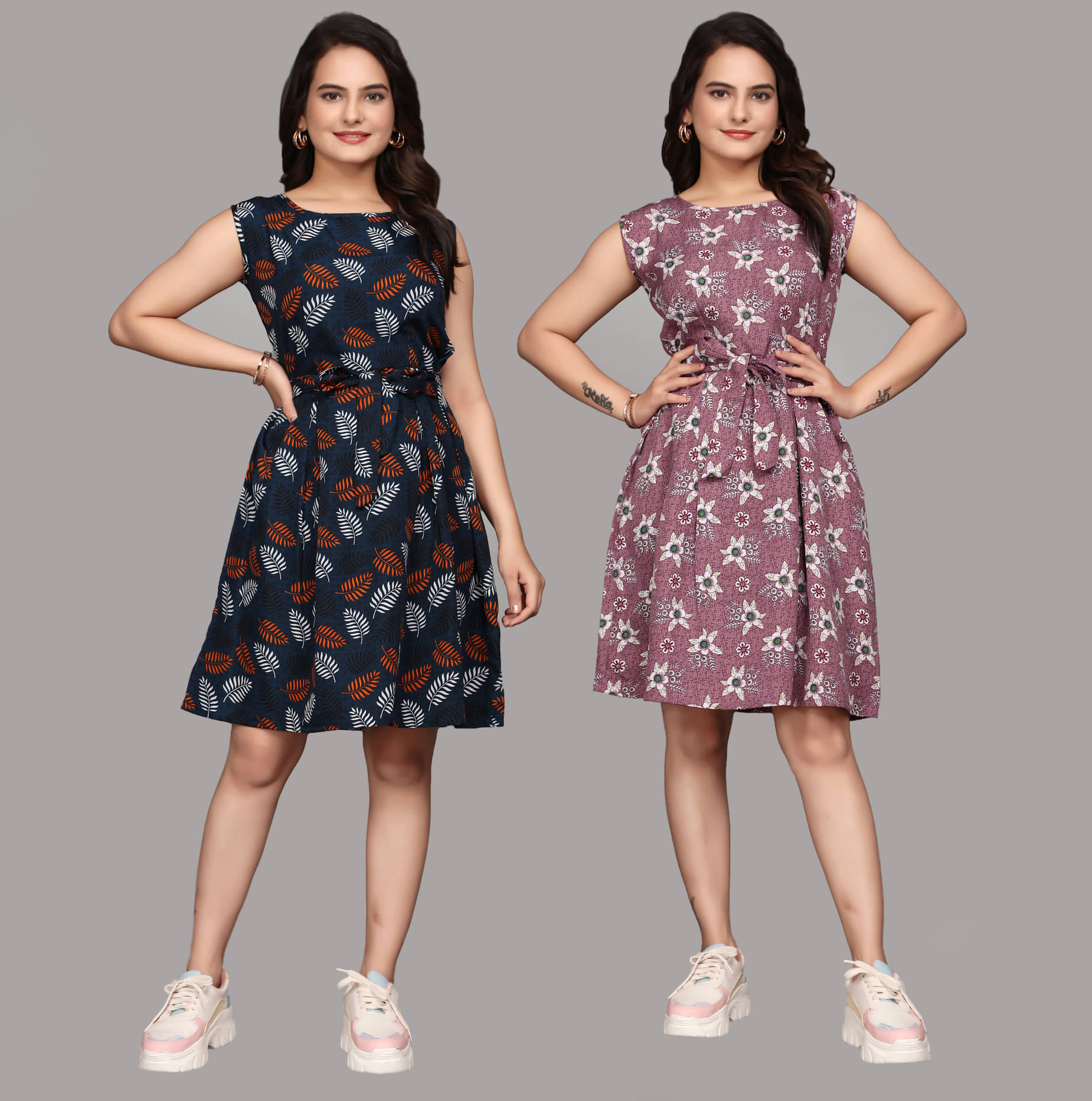 KALAVRITTA Women Crepe Printed Fit & Flare Dress ( Multicolor 1 ) KALAVRITTA Women Crepe Printed Fit & Flare Dress ( Multicolor 1 )