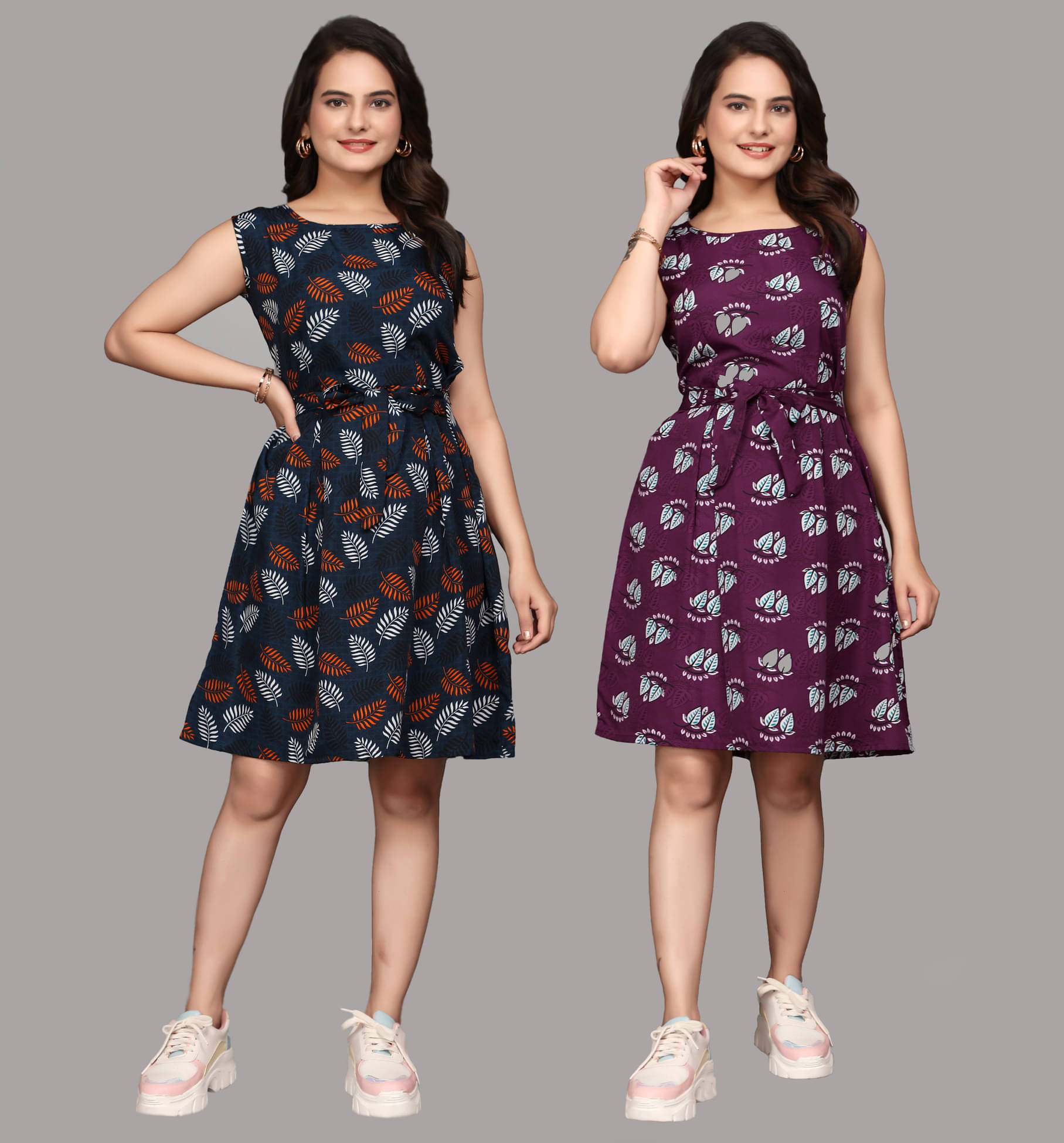    			KALAVRITTA Women Crepe Printed Fit & Flare Dress ( Multicolor 3 )