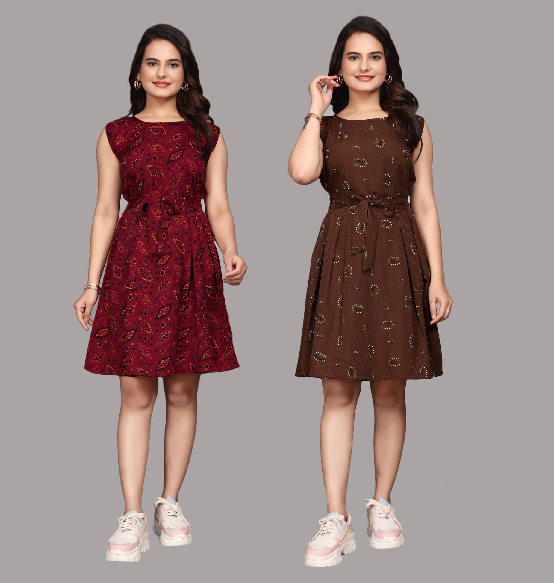     			KALAVRITTA Women Crepe Printed Fit & Flare Dress ( Multicolor 4 )