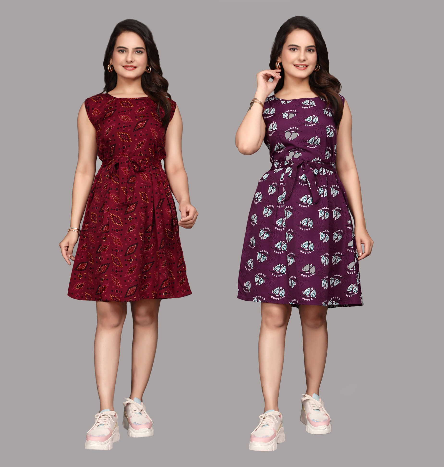 KALAVRITTA Women Crepe Printed Fit & Flare Dress ( Multicolor 3 ) KALAVRITTA Women Crepe Printed Fit & Flare Dress ( Multicolor 3 )