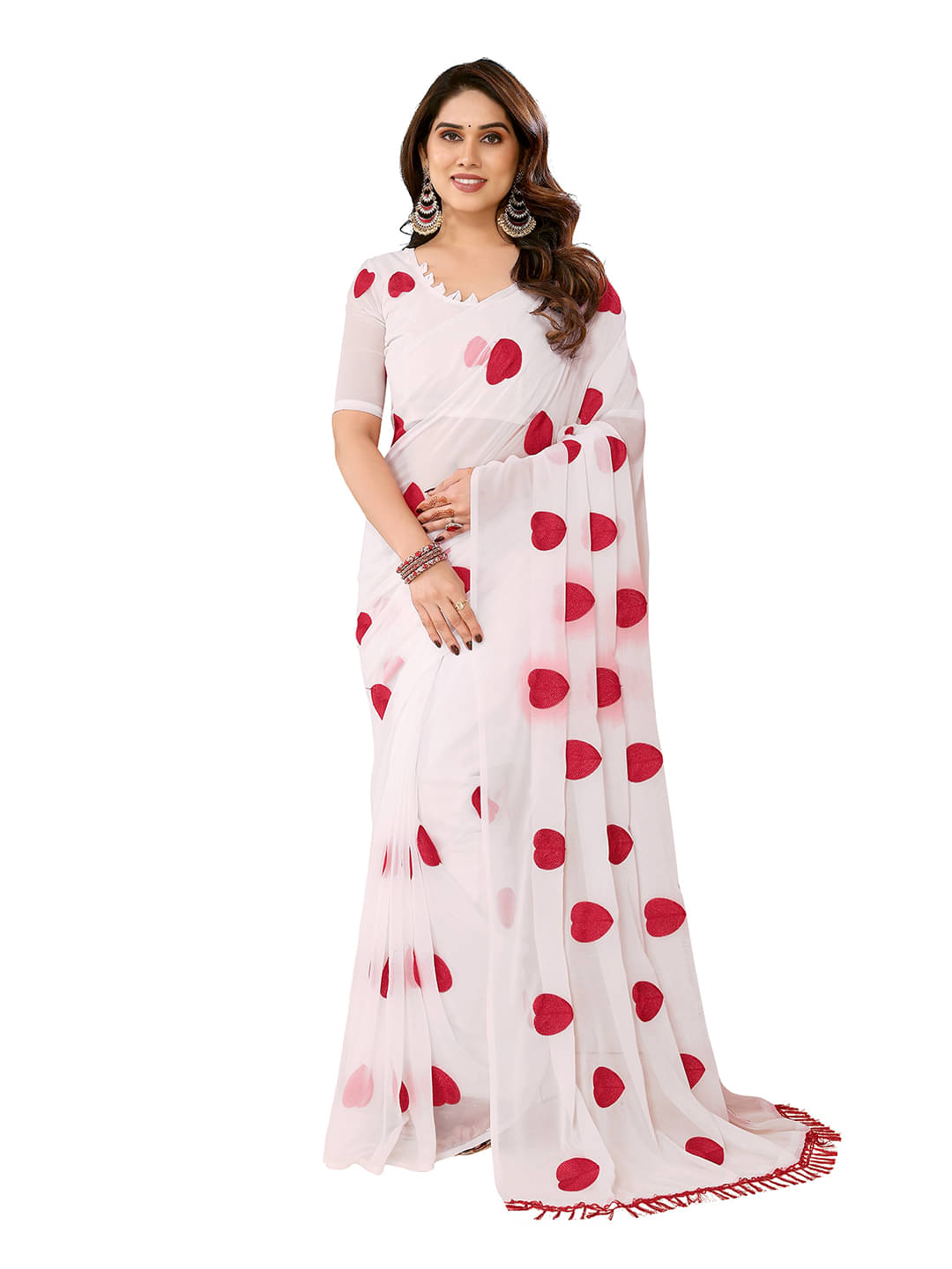 Kashvi Sarees Georgette Solid Ilkal Saree With Unstitched Blouse Piece ( White ) Kashvi Sarees Georgette Solid Ilkal Saree With Unstitched Blouse Piece ( White )