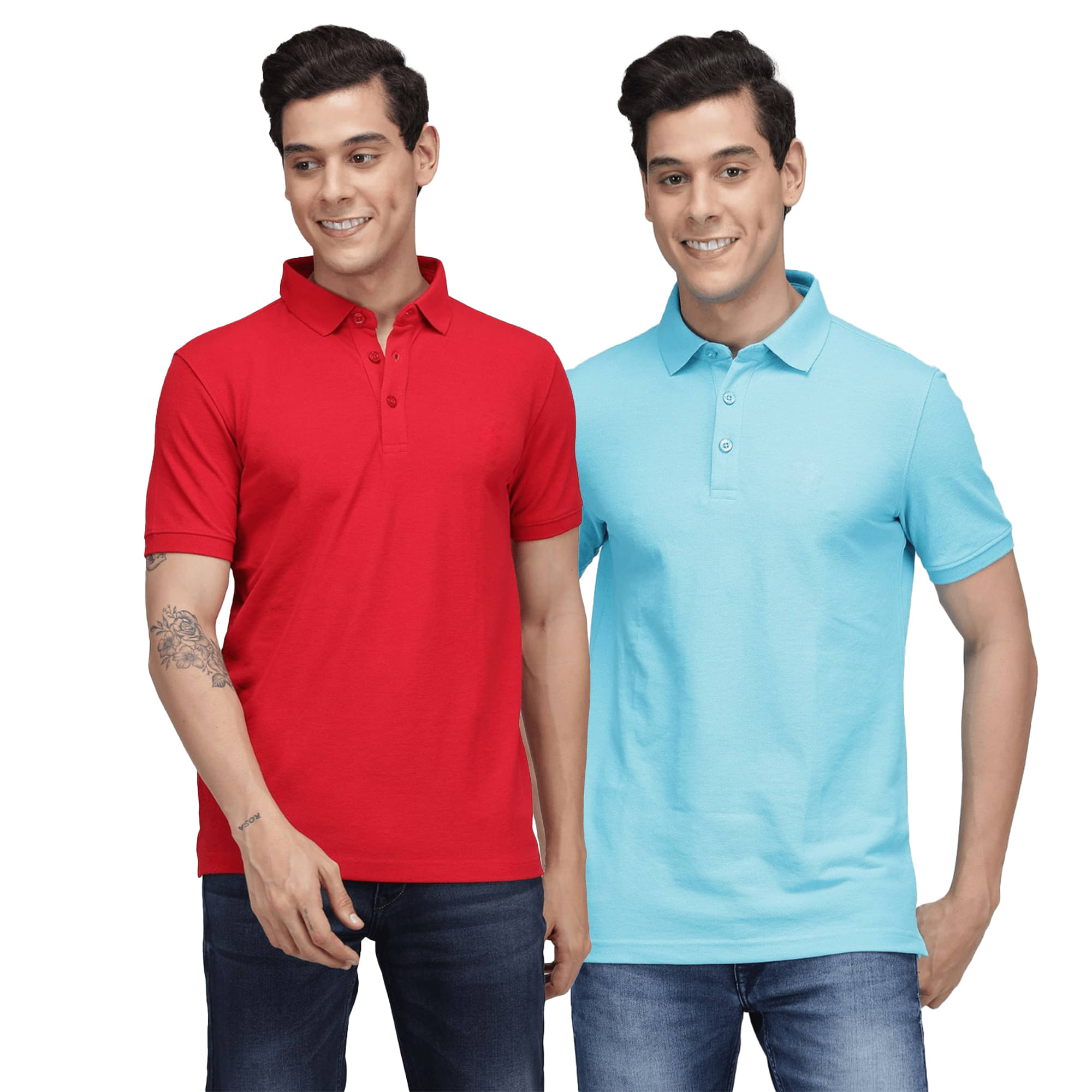    			Knite Wolf Men Cotton Blend Regular Fit Solid Polo T Shirt ( Red )