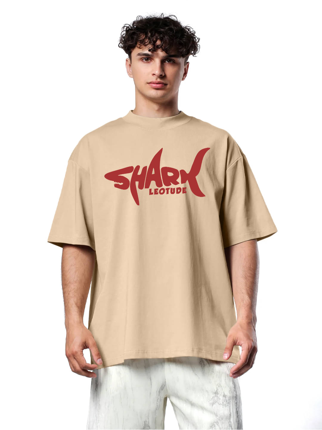 Leotude Men Cotton Blend Oversized Fit Printed T-Shirt ( Beige ) Leotude Men Cotton Blend Oversized Fit Printed T-Shirt ( Beige )