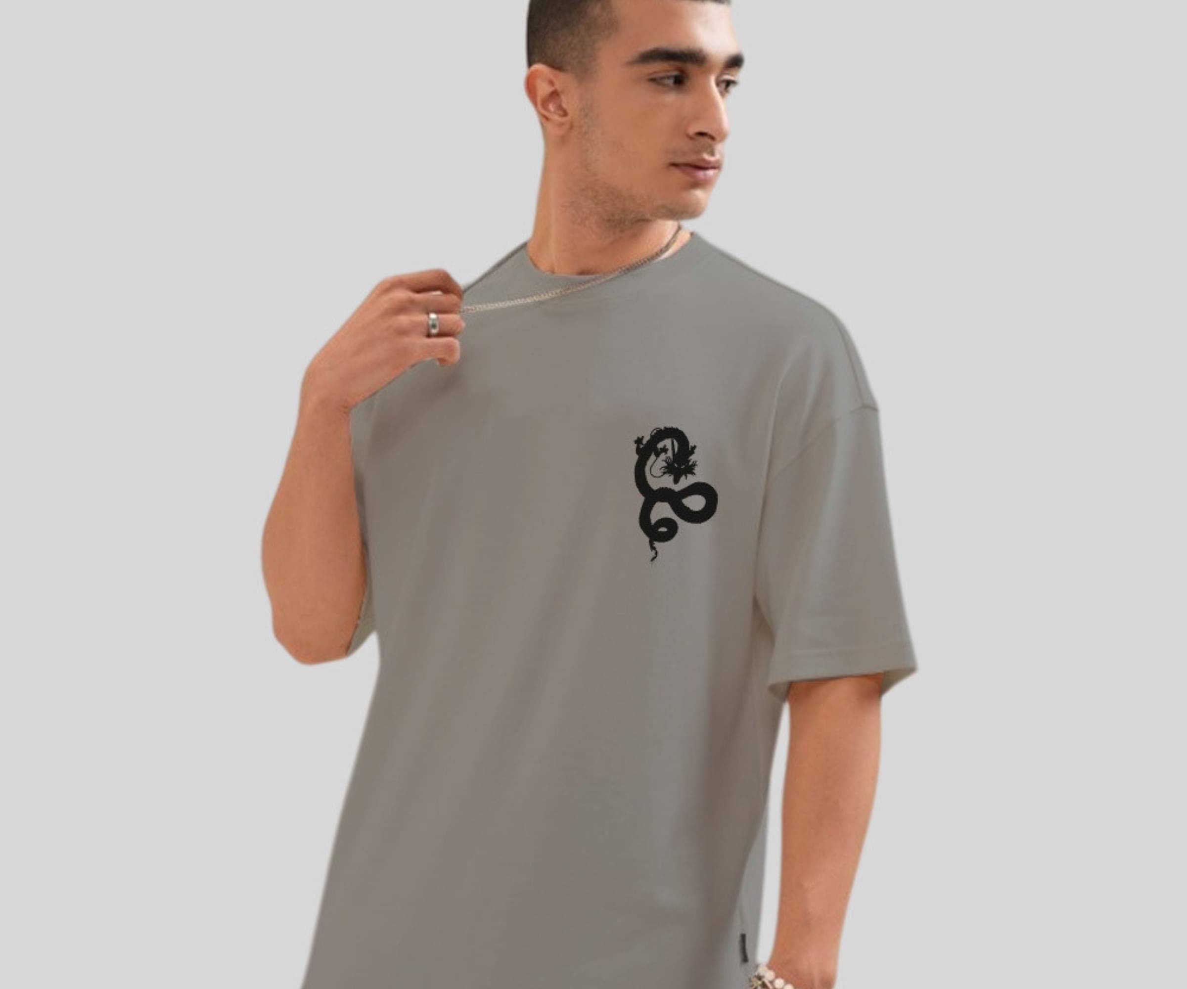 MYEONN Men Cotton Blend Oversized Fit Printed T-Shirt ( Grey ) MYEONN Men Cotton Blend Oversized Fit Printed T-Shirt ( Grey )