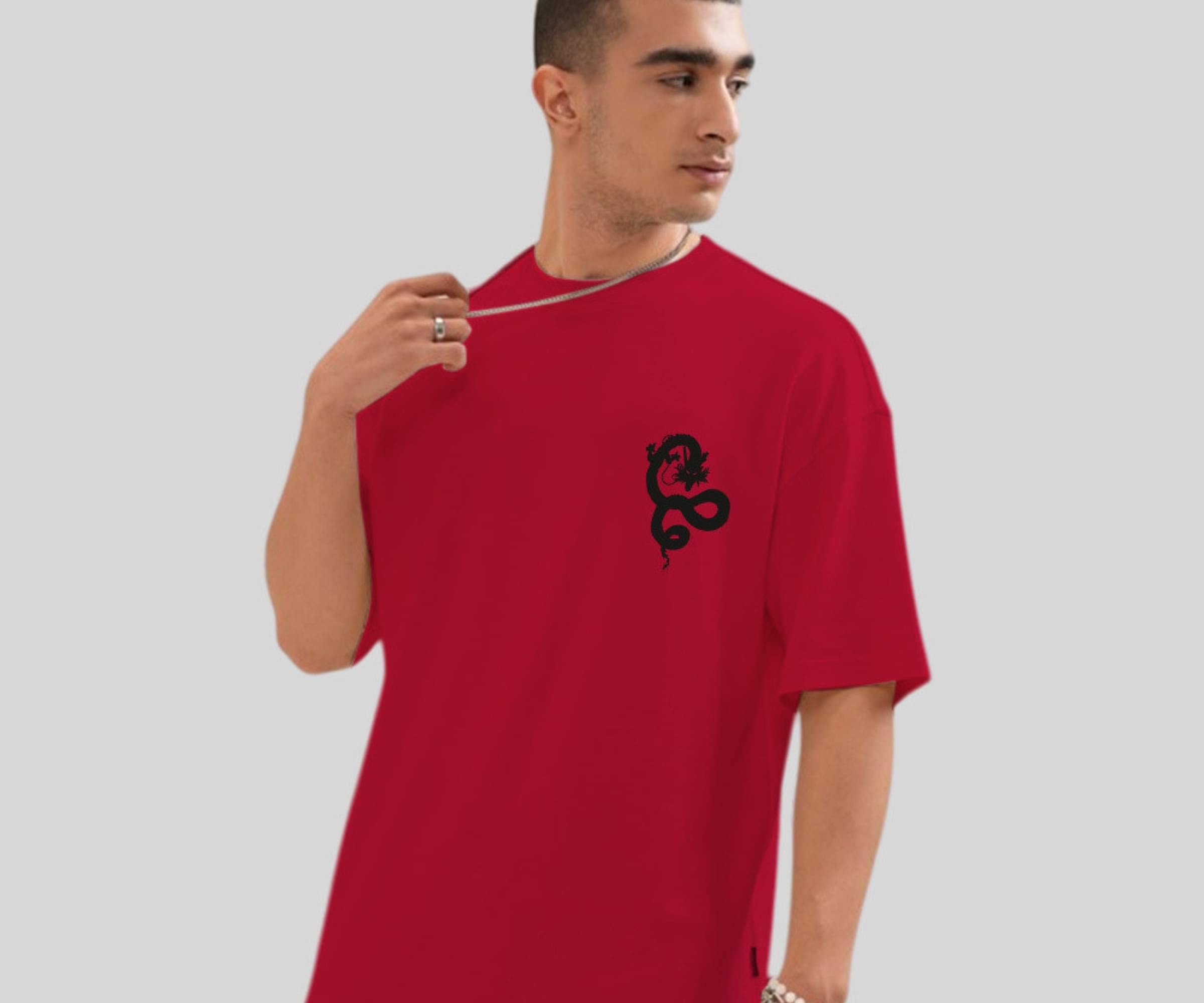     			MYEONN Men Cotton Blend Oversized Fit Printed T-Shirt ( Maroon )
