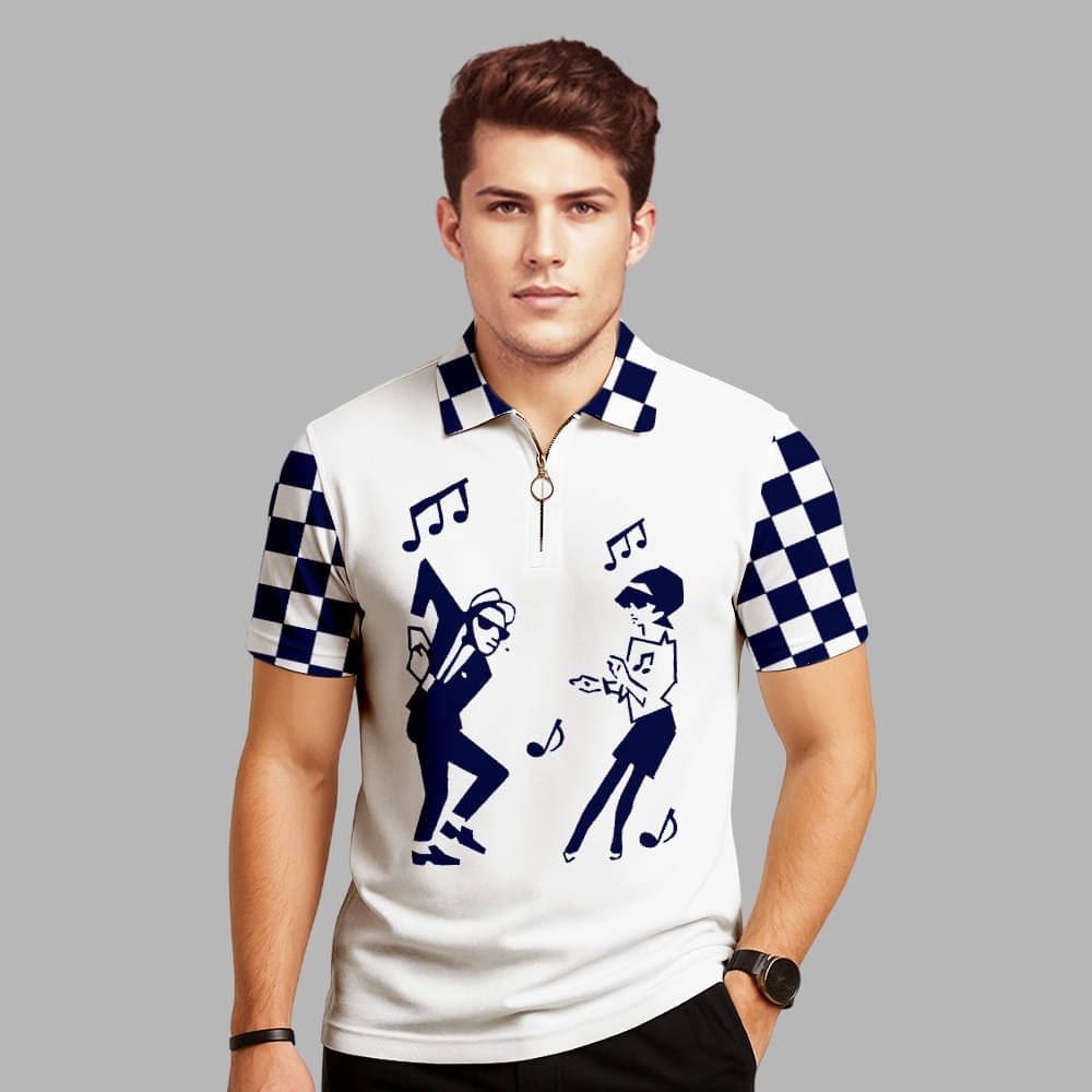     			MYEONN Men Cotton Blend Regular Fit Printed Polo T Shirt ( White )