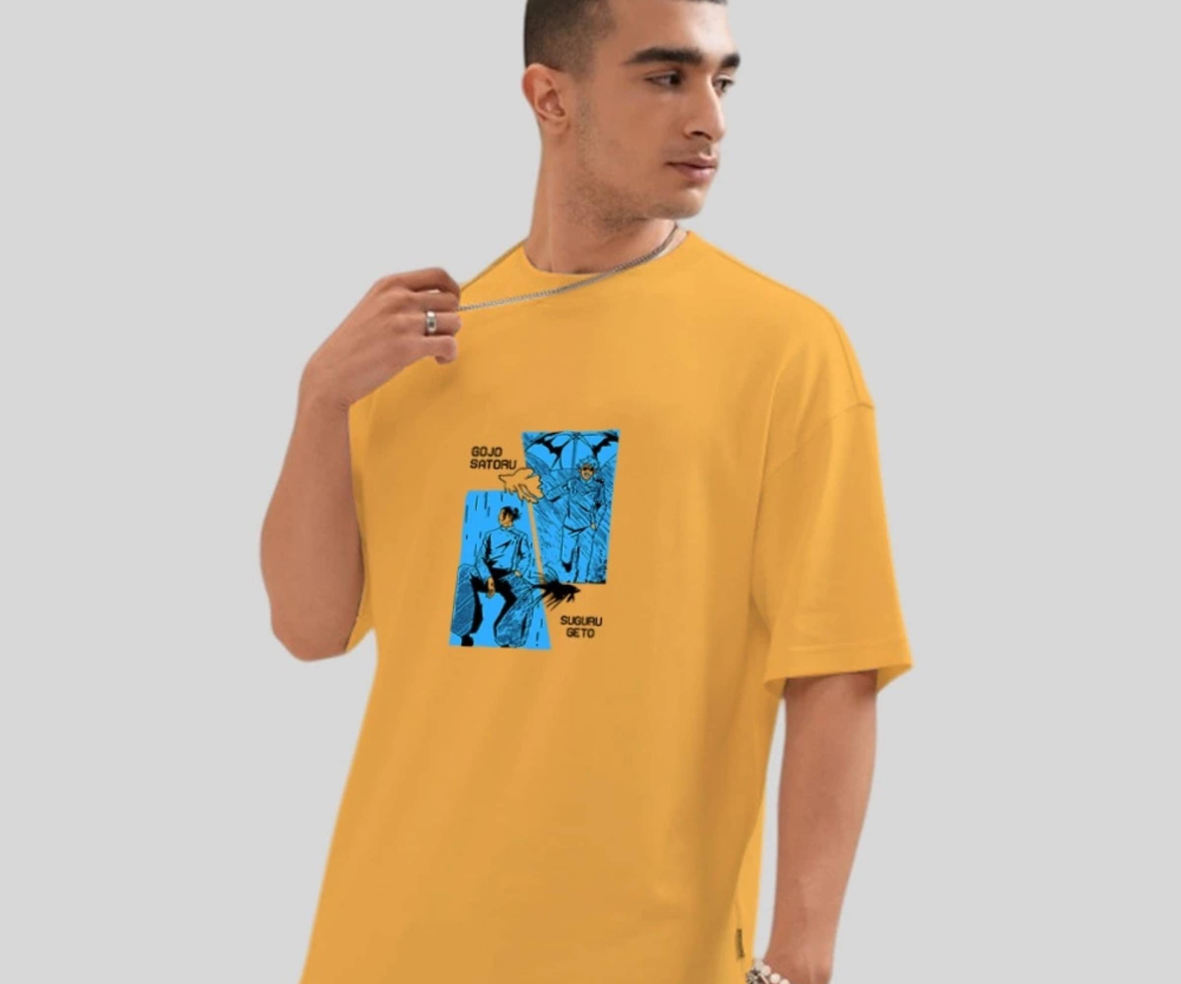     			MYEONN Men Cotton Oversized Fit Printed T-Shirt ( Yellow )