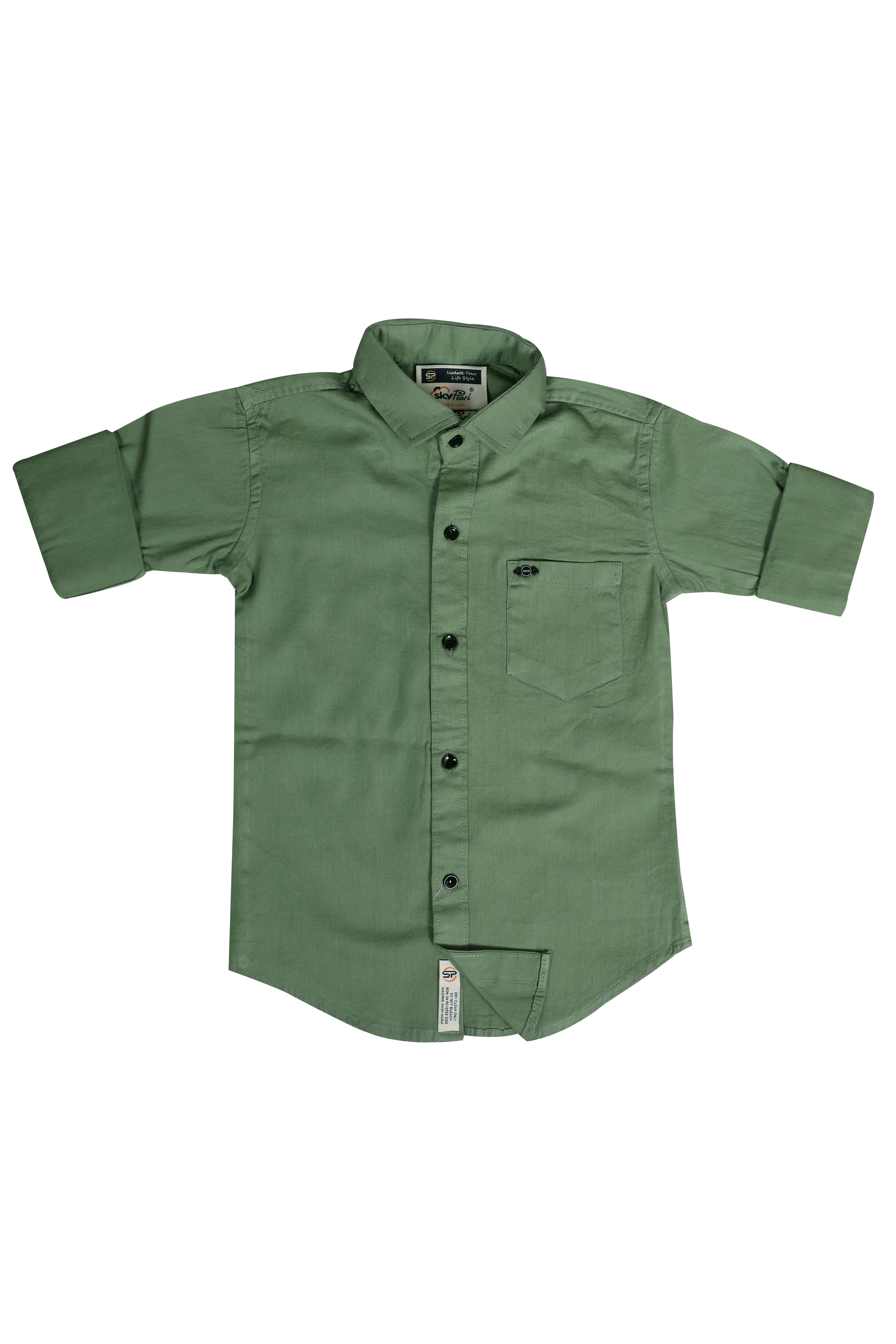 SKY PEARL Pack of 1 Boys Cotton Blend Full Sleeves Shirt ( Green ) SKY PEARL Pack of 1 Boys Cotton Blend Full Sleeves Shirt ( Green )