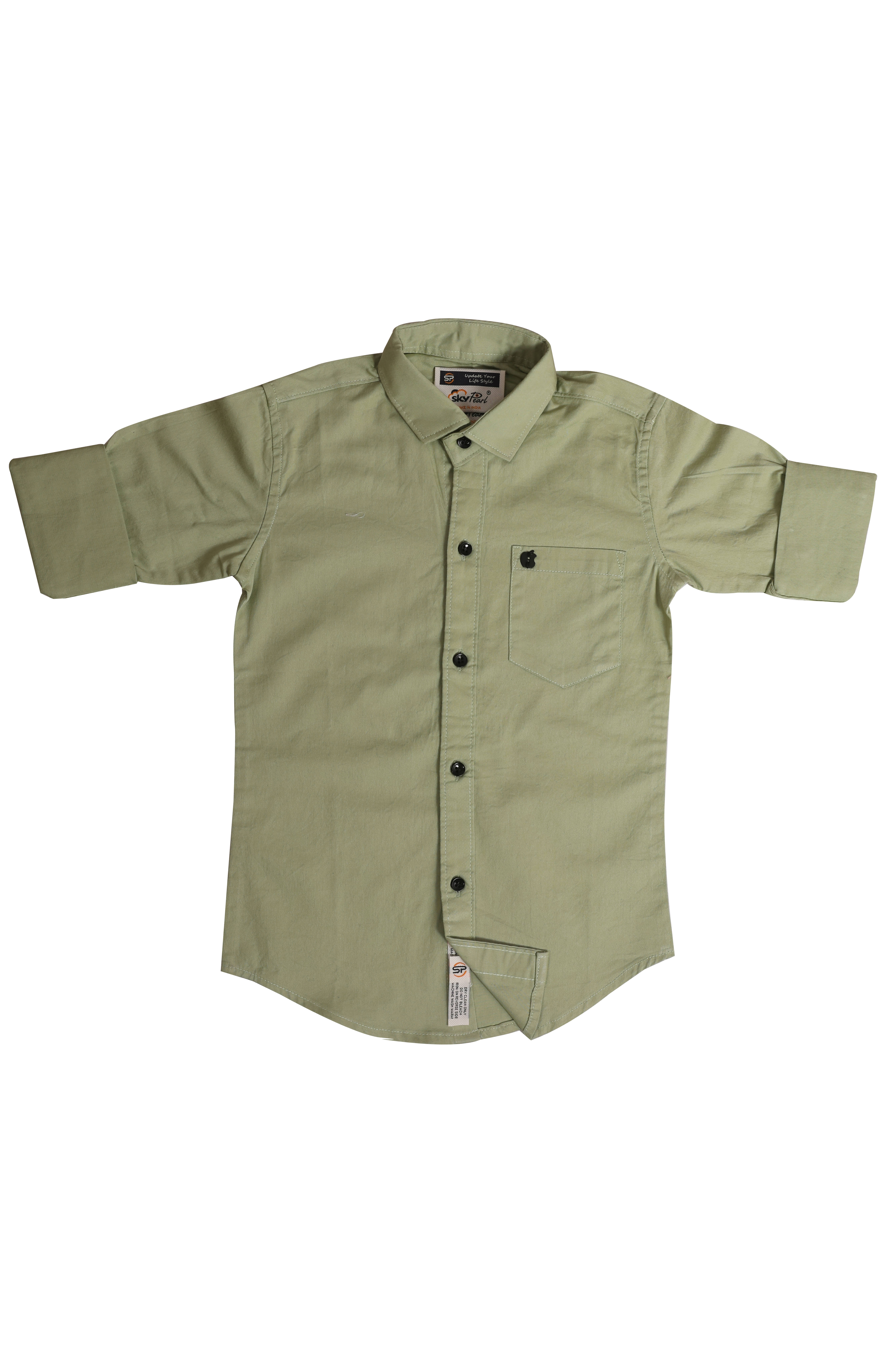 SKY PEARL Pack of 1 Boys Cotton Blend Full Sleeves Shirt ( Light Green ) SKY PEARL Pack of 1 Boys Cotton Blend Full Sleeves Shirt ( Light Green )