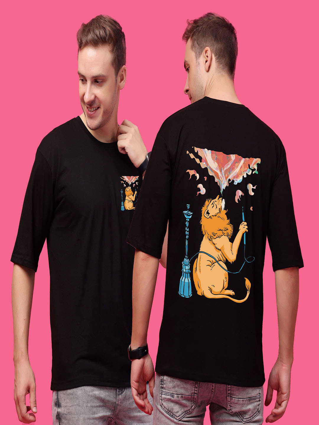 SWIFTLY Men Cotton Oversized Fit Printed T-Shirt ( Black ) SWIFTLY Men Cotton Oversized Fit Printed T-Shirt ( Black )