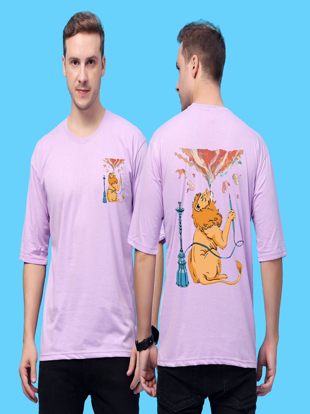     			SWIFTLY Men Cotton Oversized Fit Printed T-Shirt ( Lavender )