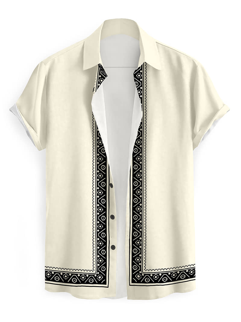 TERIZLA Cotton Blend Regular Fit Printed Half Sleeves Men's Casual Shirt - Beige ( Pack of 1 )