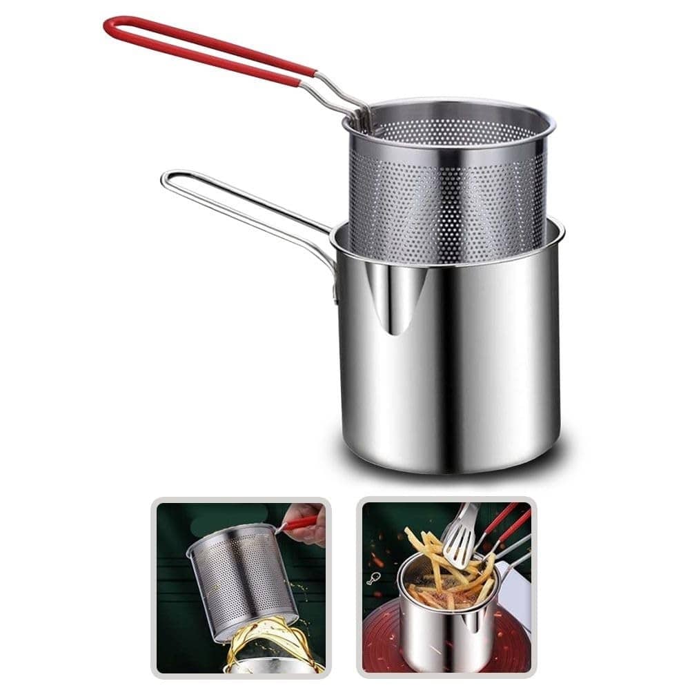 Theos Non Coated Stainless Steel Fry Pan Induction Bottom with Steel Lid 9 cm Diameter 0.5 Ltr - Cookware | Buy online on ZillyBuy