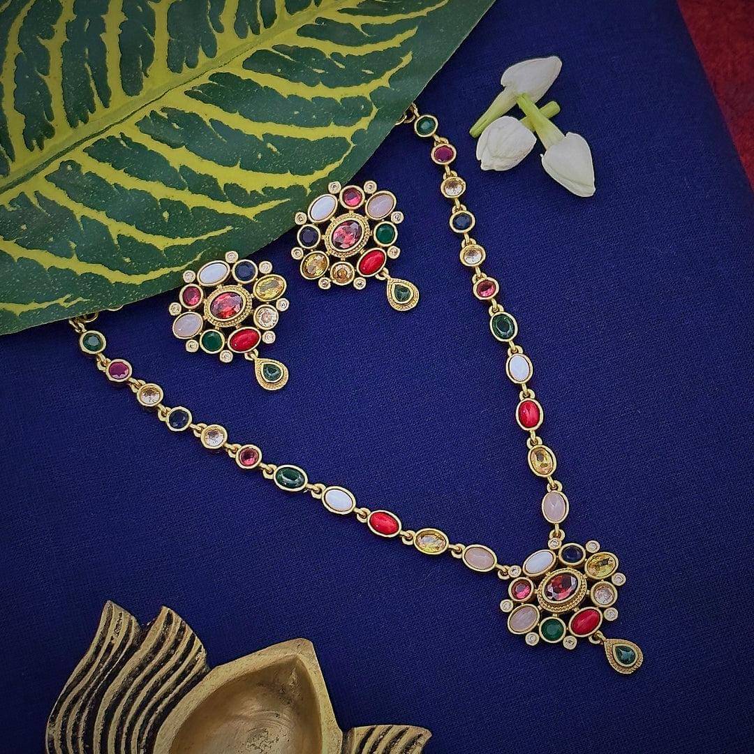     			charming luxe jewel Multi Color Brass Necklace Set ( Pack of 1 )