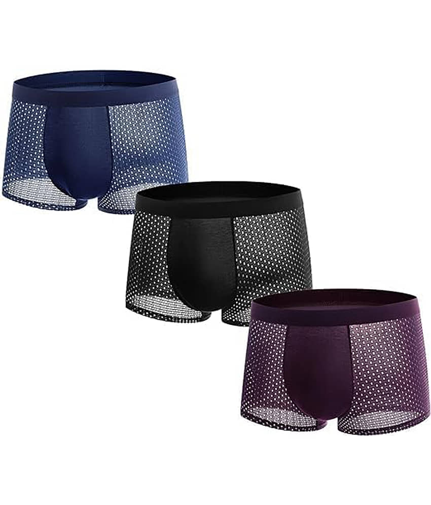 men dot print briefs Pack of 3 Lycra Trunks For Men's ( Multicolor )