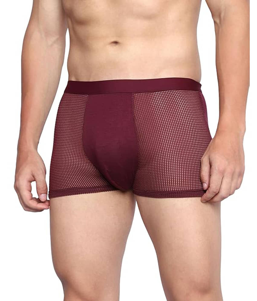 mens dot net briefs Pack of 1 Lycra Trunks For Men's ( Maroon )