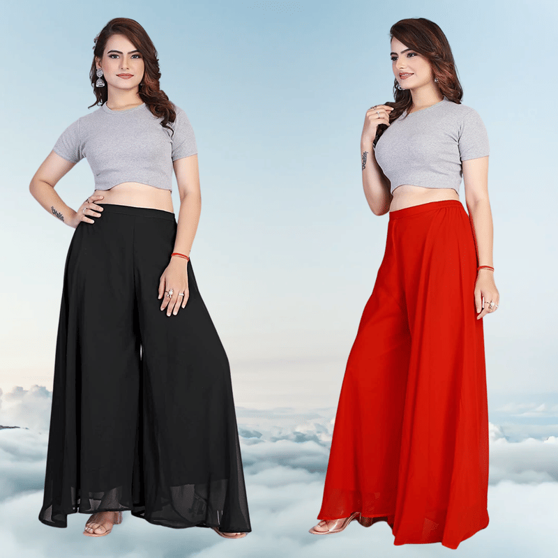     			rangvini Women Georgette Palazzo ( Red )
