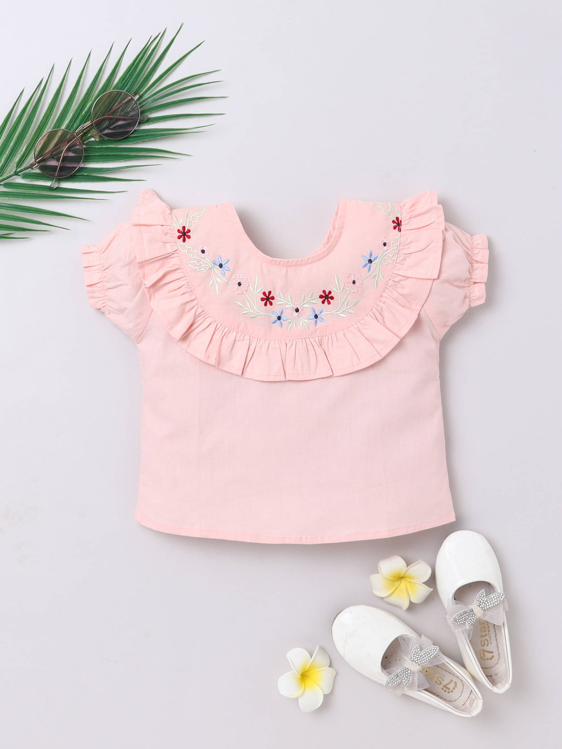     			Aww Hunnie Pack of 1 Girls Cotton Blend Top ( Peach )