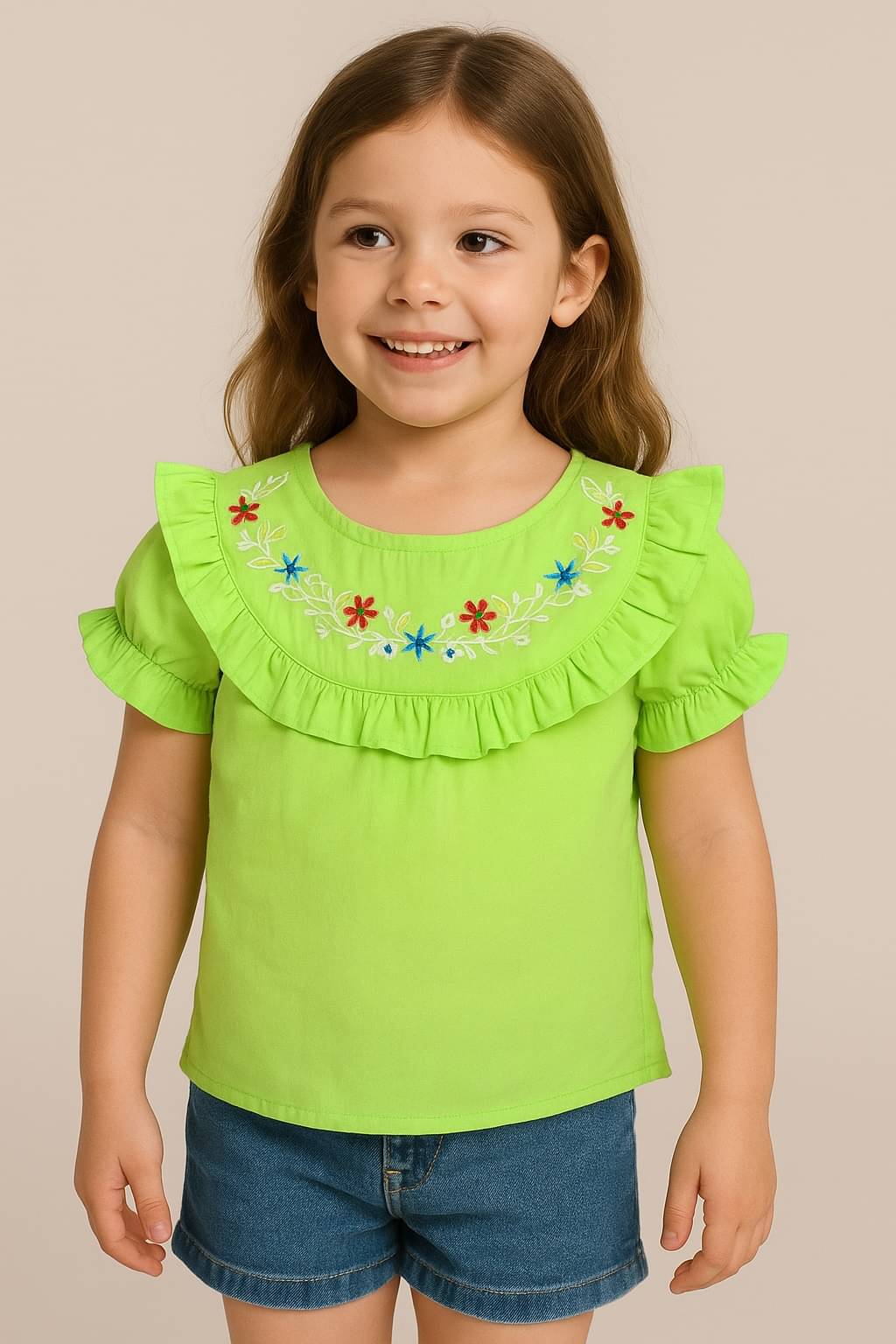     			Aww Hunnie Pack of 1 Girls Cotton Blend Top ( Green )