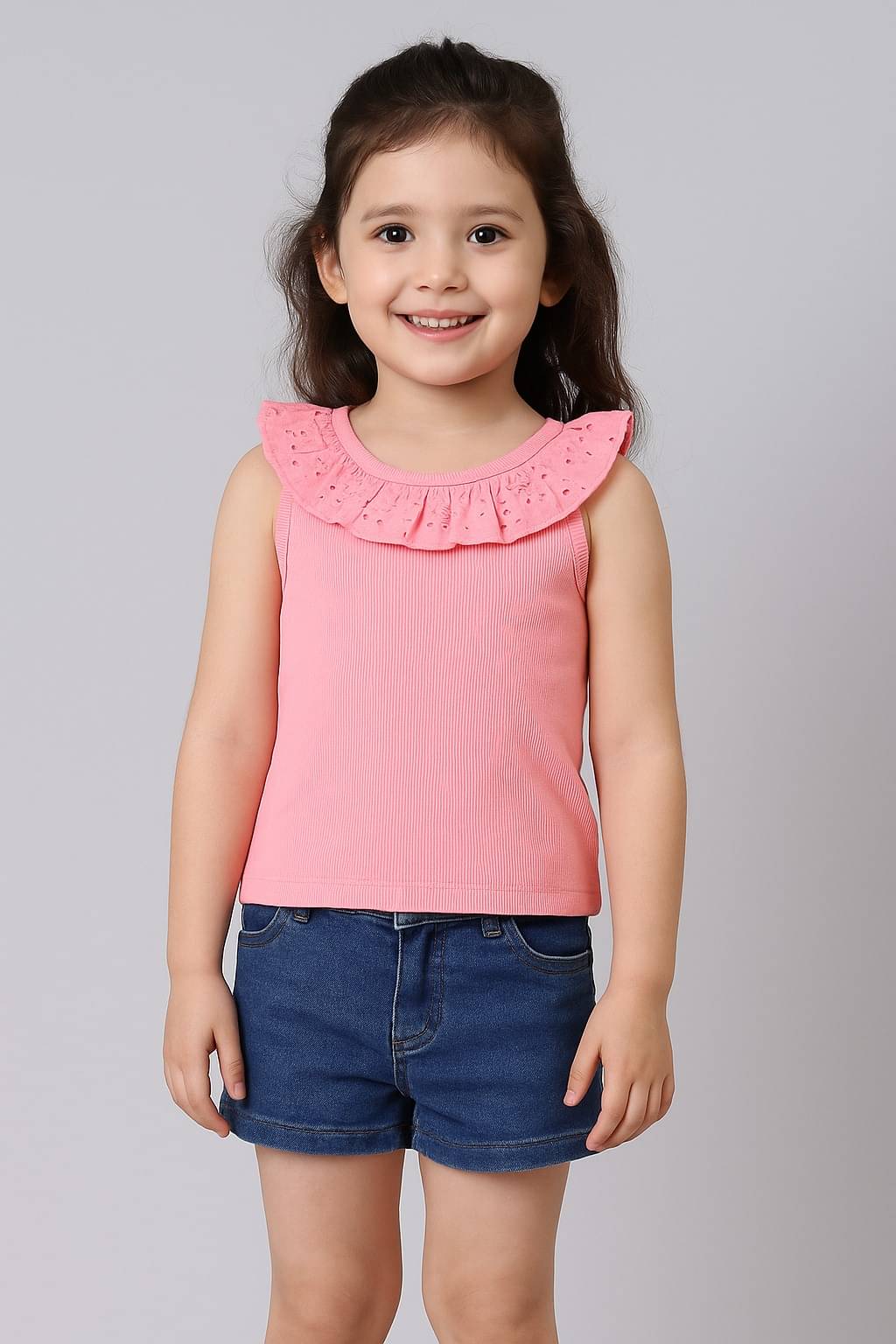    			Aww Hunnie Pack of 1 Girls Cotton Blend Top ( Peach )