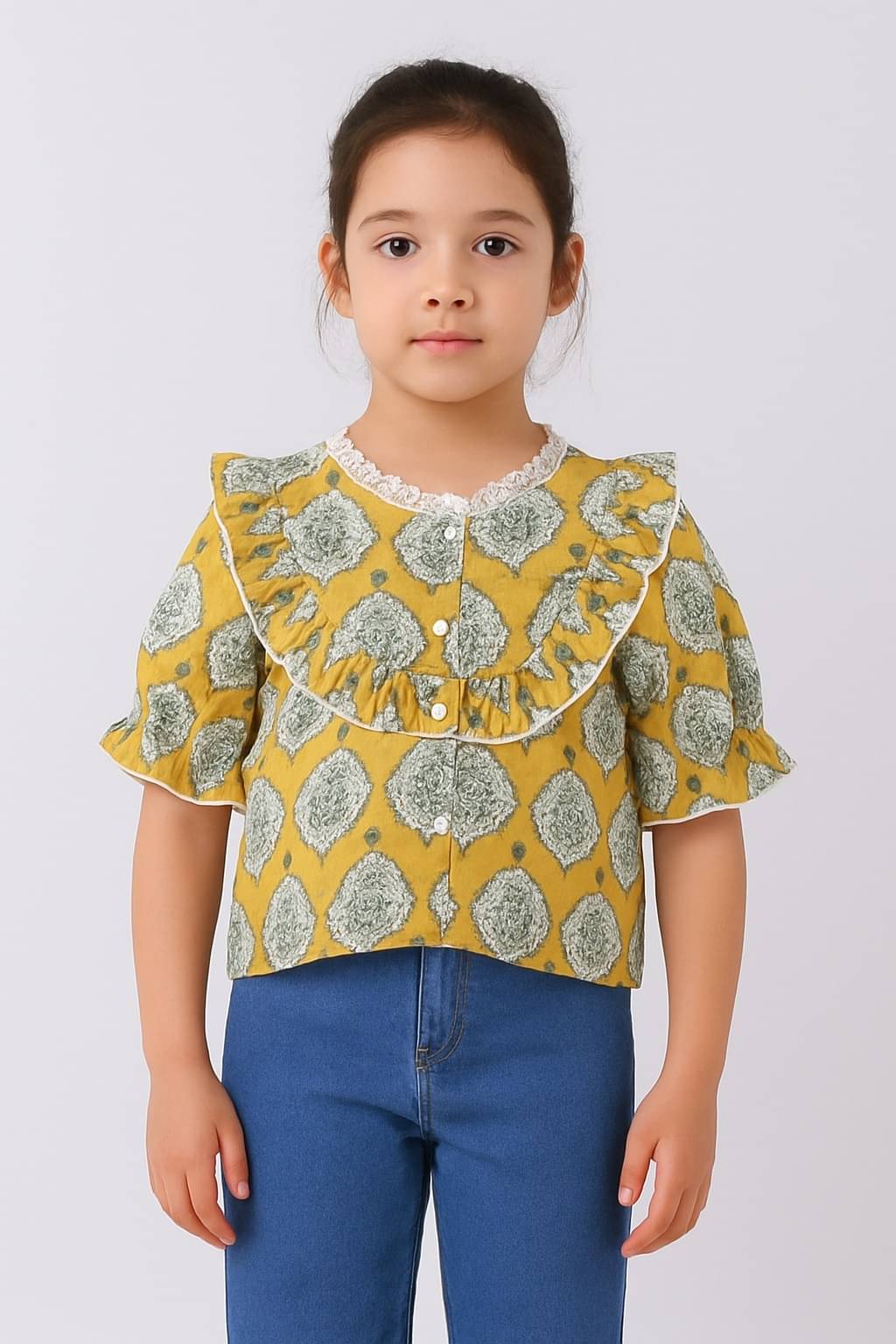     			Aww Hunnie Pack of 1 Girls Cotton Blend Top ( Mustard )