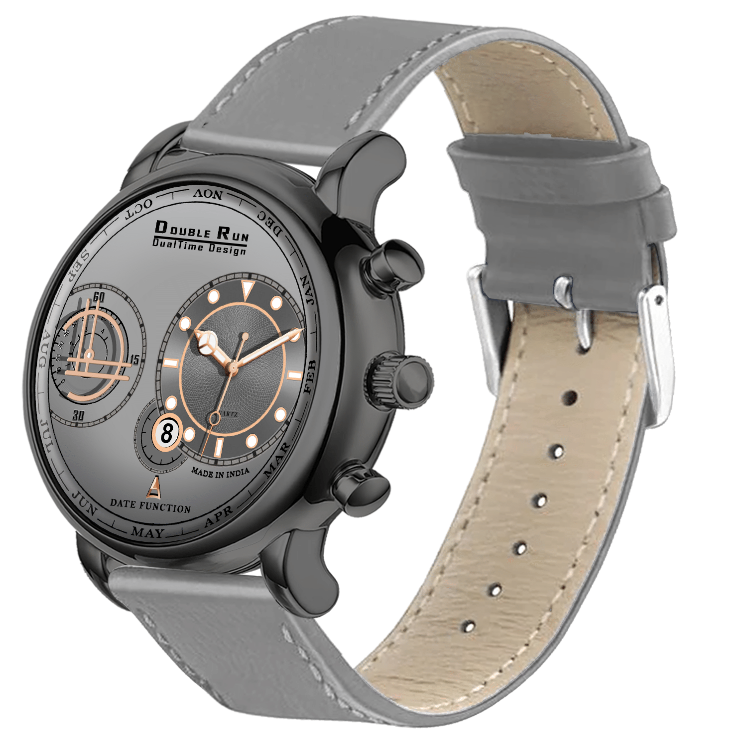     			DoubleRun Light Grey Leather Chronograph Men's Watch