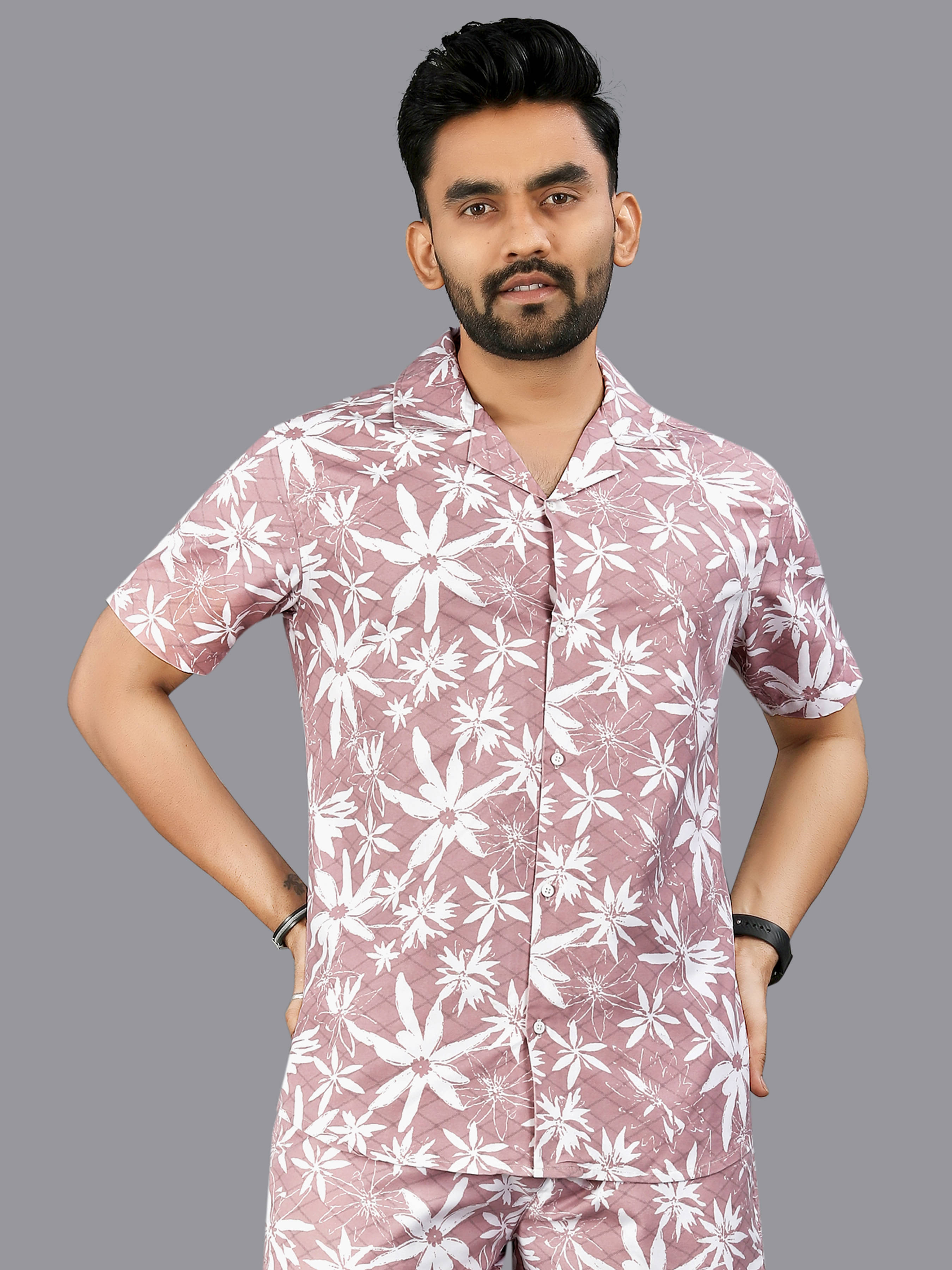 FTX Cotton Blend Regular Fit Printed Half Sleeves Men's Casual Shirt - Pink ( Pack of 1 ) FTX Cotton Blend Regular Fit Printed Half Sleeves Men's Casual Shirt - Pink ( Pack of 1 )