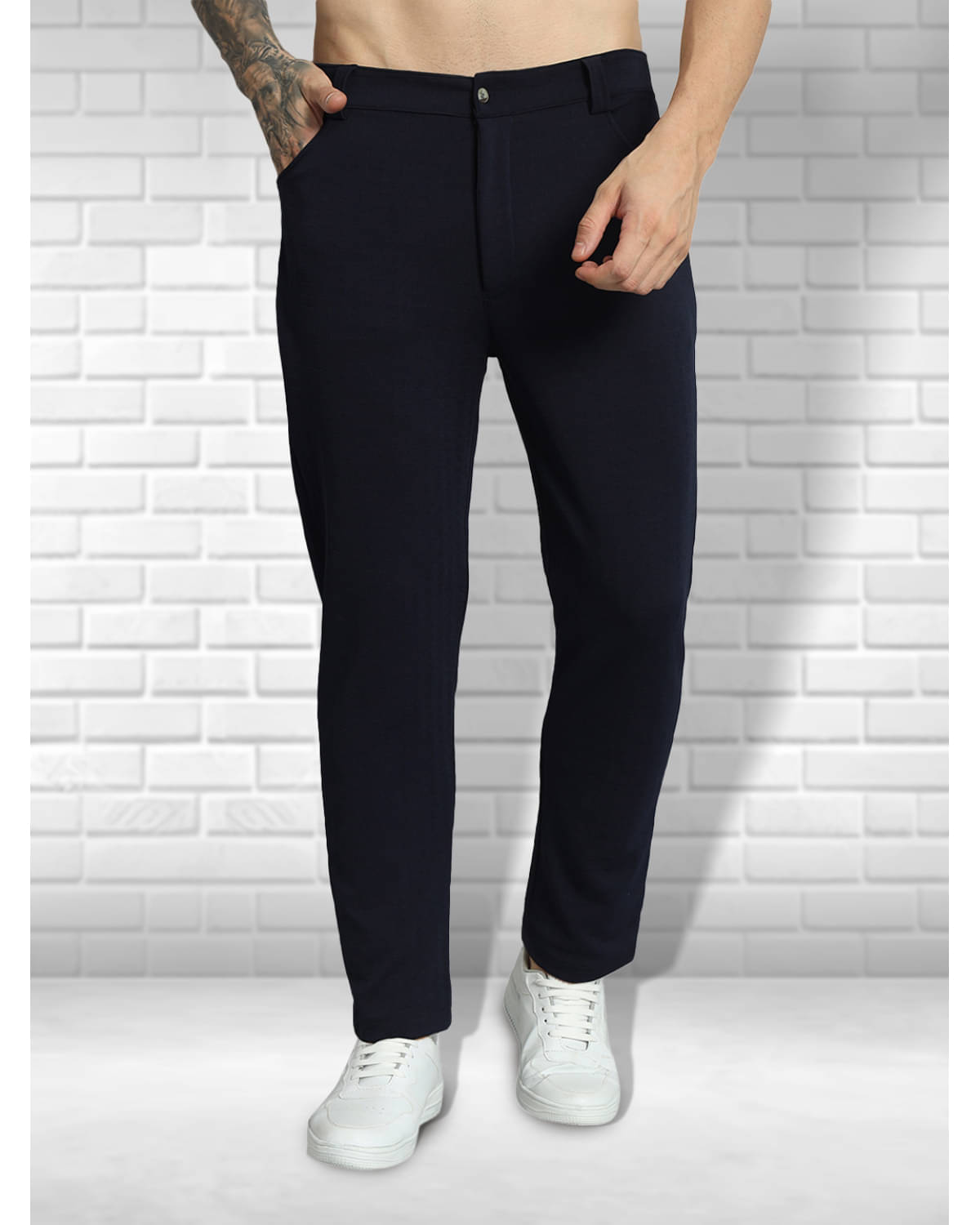     			Glito Regular Flat Men's Trouser - Navy Blue ( Pack of 1 )