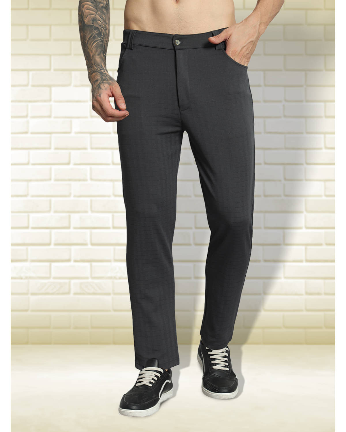     			Glito Regular Flat Men's Trouser - Grey ( Pack of 1 )