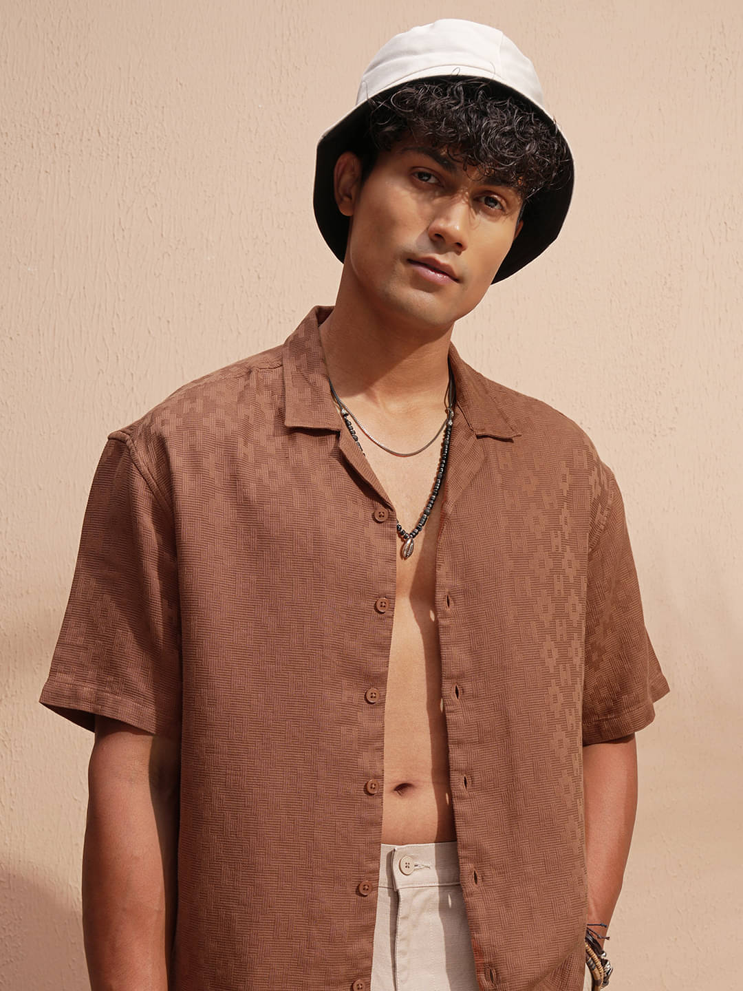 Highlander 100% Cotton Oversized Fit Self Design Half Sleeves Men's Casual Shirt - Rust ( Pack of 1 ) Highlander 100% Cotton Oversized Fit Self Design Half Sleeves Men's Casual Shirt - Rust ( Pack of 1 )