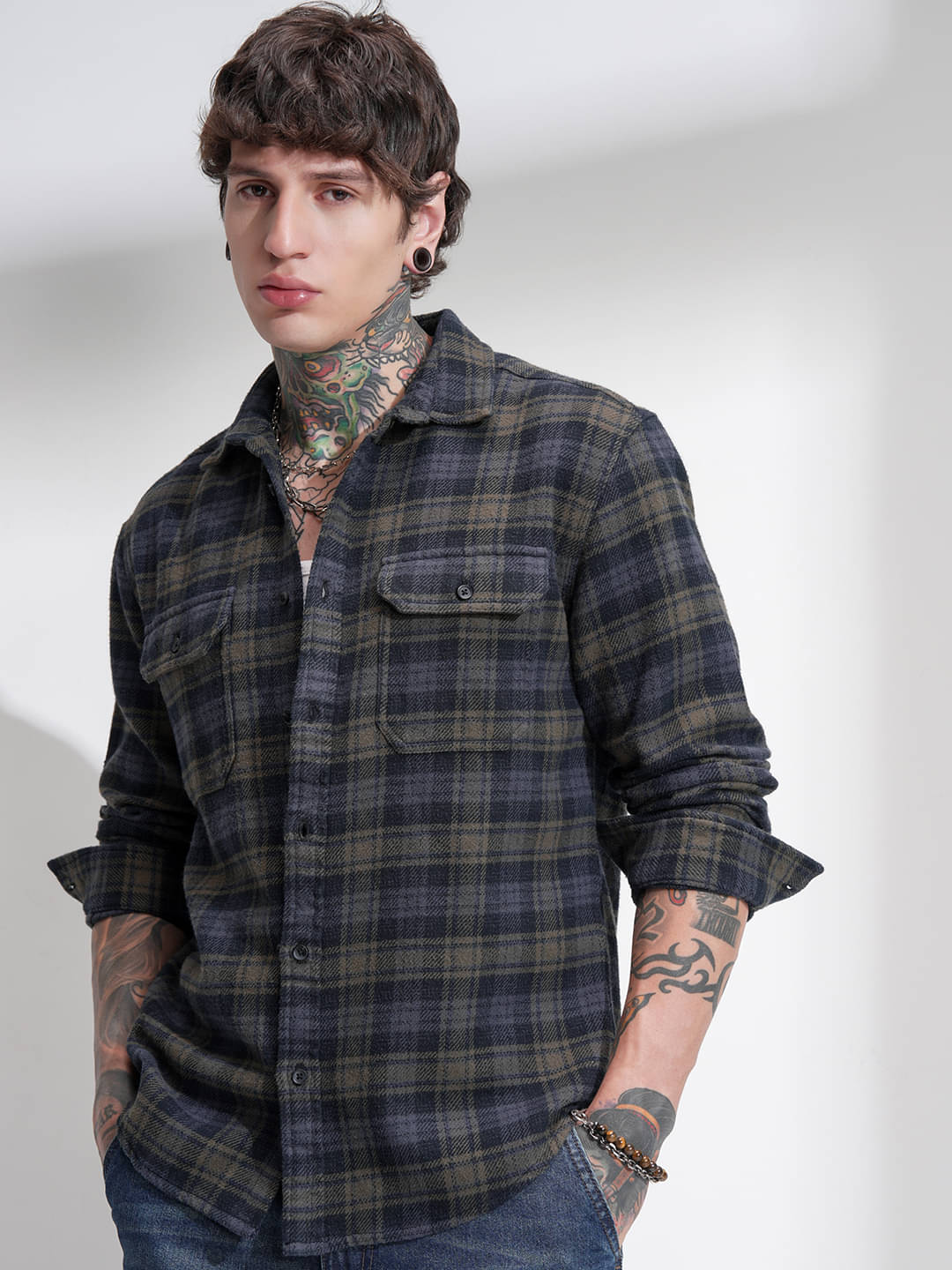     			Highlander 100% Cotton Relaxed Fit Checks Full Sleeves Men's Casual Shirt - Multicolor ( Pack of 1 )
