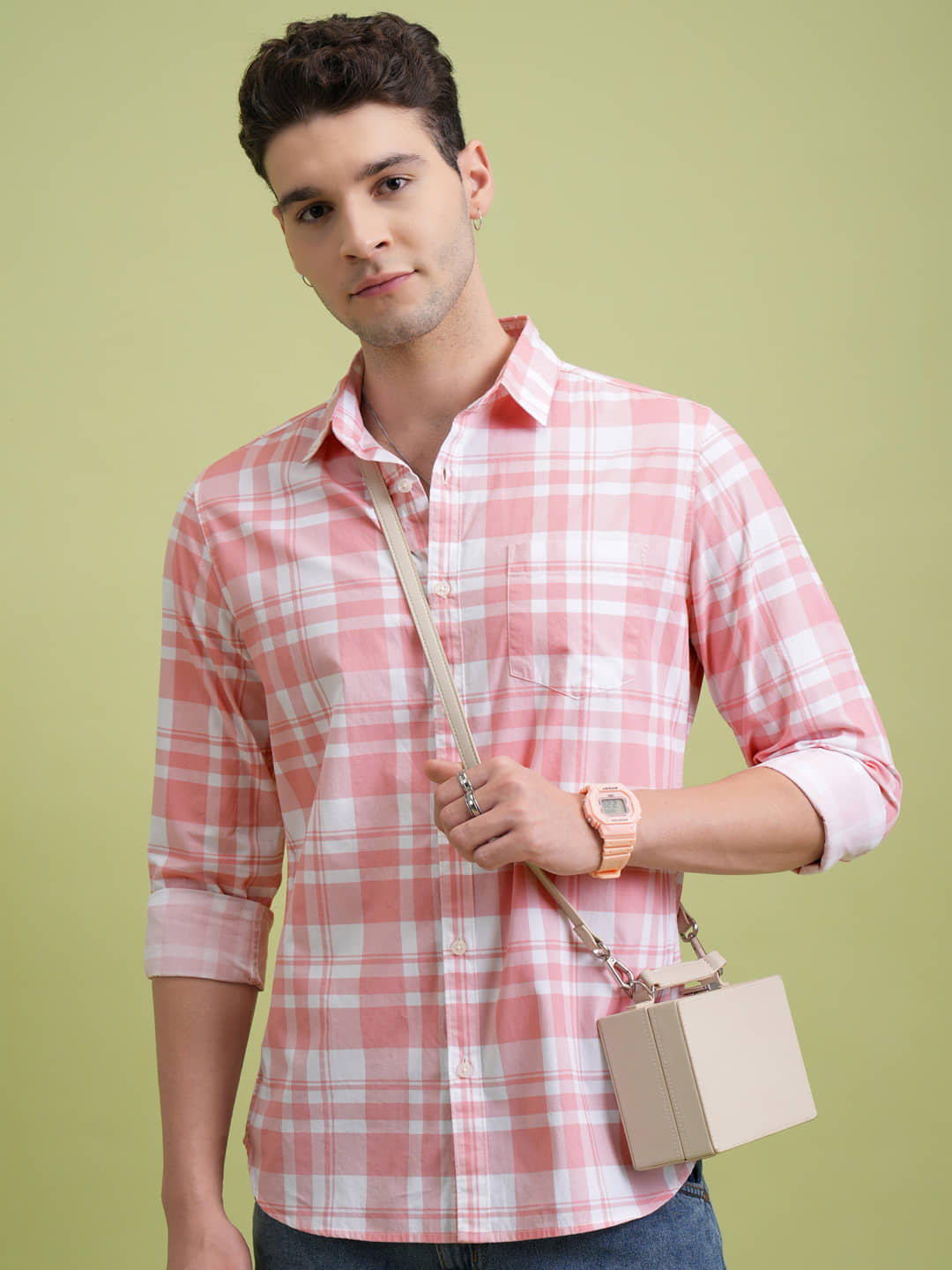 Highlander 100% Cotton Slim Fit Printed Full Sleeves Men's Casual Shirt - Multicolor ( Pack of 1 )