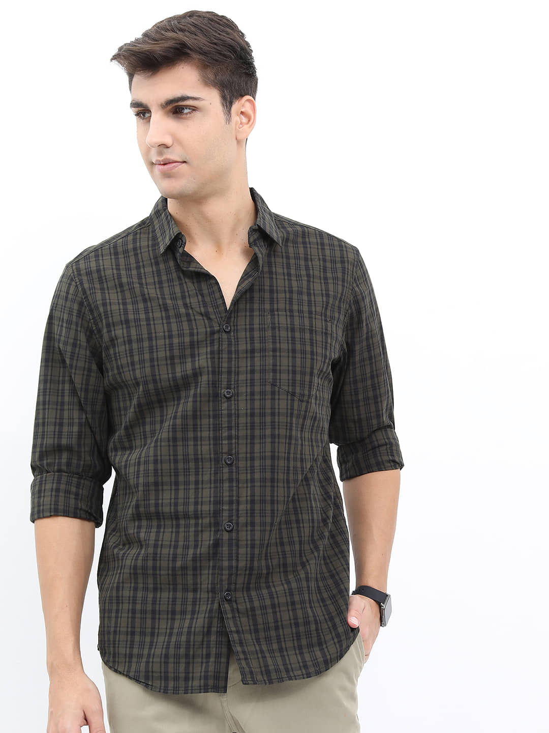 Highlander 100% Cotton Slim Fit Checks Full Sleeves Men's Casual Shirt - Multicolor ( Pack of 1 )