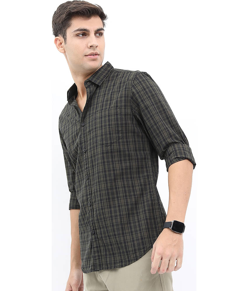 Highlander 100% Cotton Slim Fit Checks Full Sleeves Men's Casual Shirt - Multicolor ( Pack of 1 )