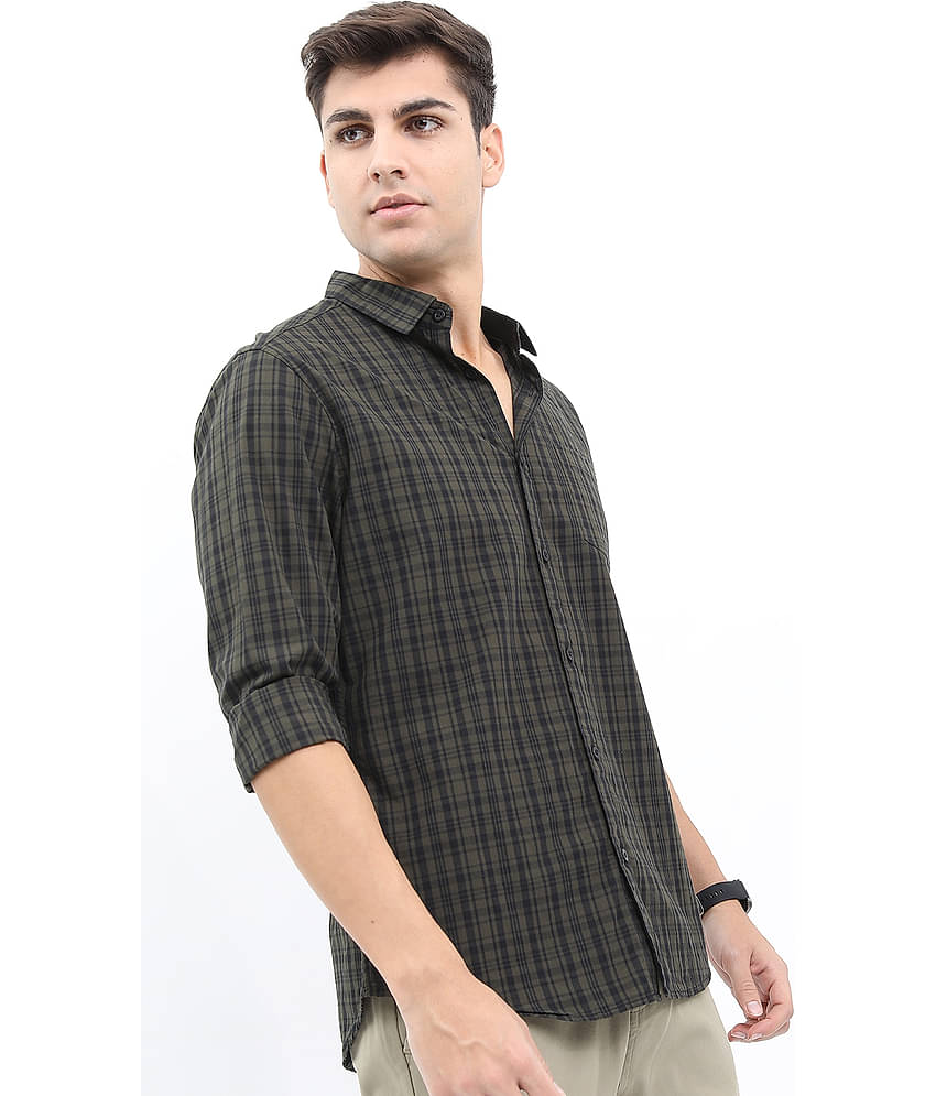 Highlander 100% Cotton Slim Fit Checks Full Sleeves Men's Casual Shirt - Multicolor ( Pack of 1 )
