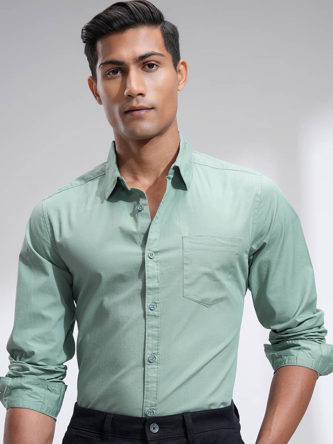 Highlander 100% Cotton Slim Fit Solids Full Sleeves Men's Casual Shirt - Aqua Blue ( Pack of 1 ) Highlander 100% Cotton Slim Fit Solids Full Sleeves Men's Casual Shirt - Aqua Blue ( Pack of 1 )
