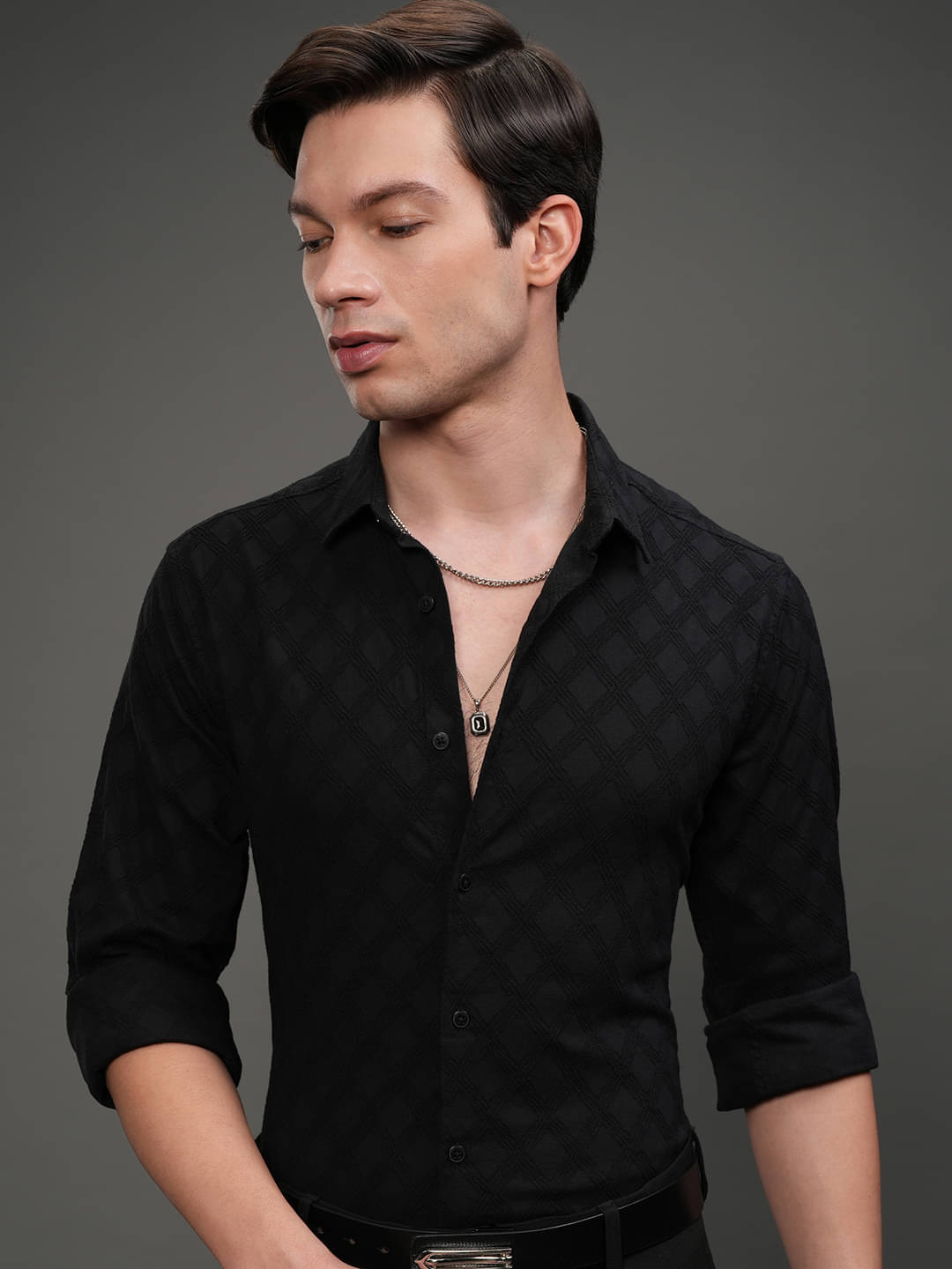 Highlander Cotton Blend Slim Fit Embroidered Full Sleeves Men's Casual Shirt - Black ( Pack of 1 )     			Highlander Cotton Blend Slim Fit Embroidered Full Sleeves Men's Casual Shirt - Black ( Pack of 1 )