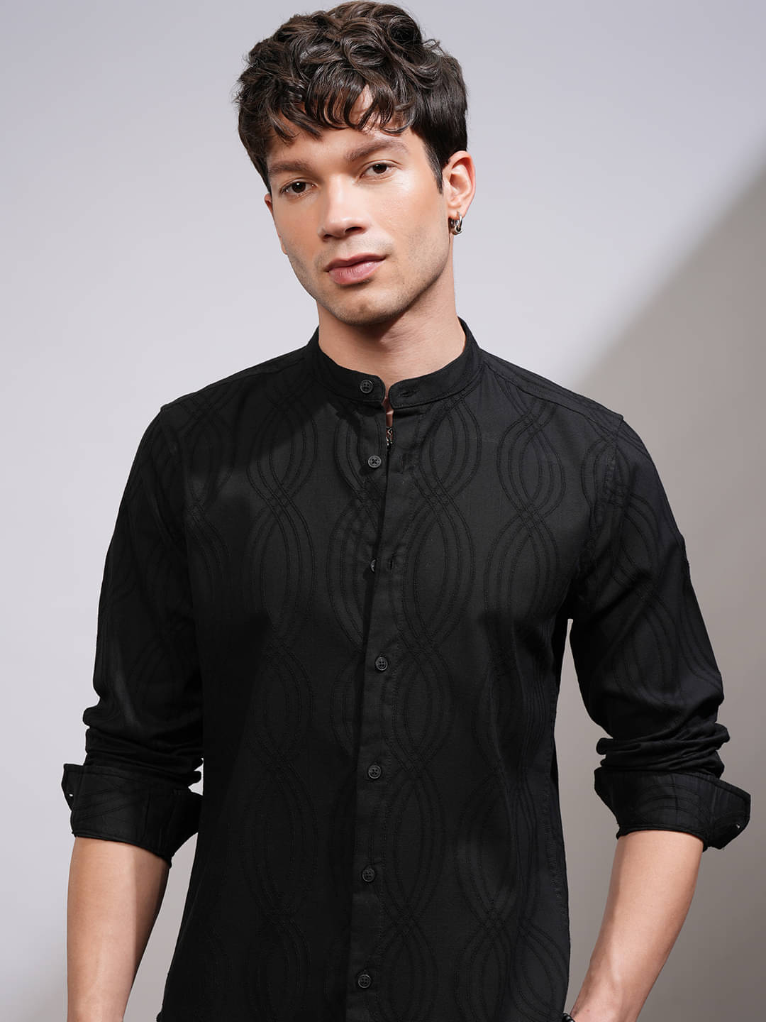 Highlander Cotton Blend Slim Fit Embroidered Full Sleeves Men's Casual Shirt - Black ( Pack of 1 ) Highlander Cotton Blend Slim Fit Embroidered Full Sleeves Men's Casual Shirt - Black ( Pack of 1 )