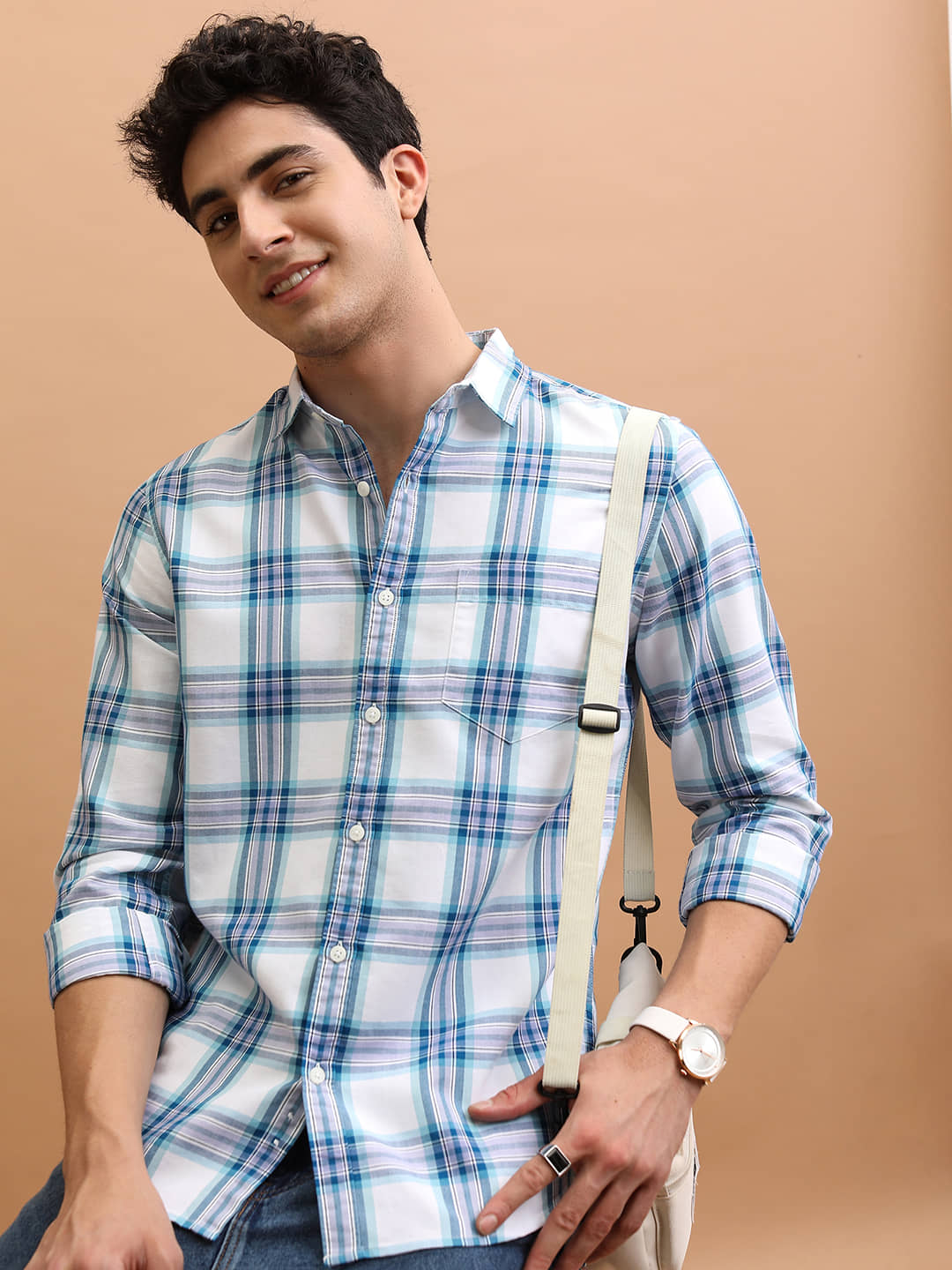 Highlander Cotton Blend Slim Fit Checks Full Sleeves Men's Casual Shirt - Multicolor ( Pack of 1 )