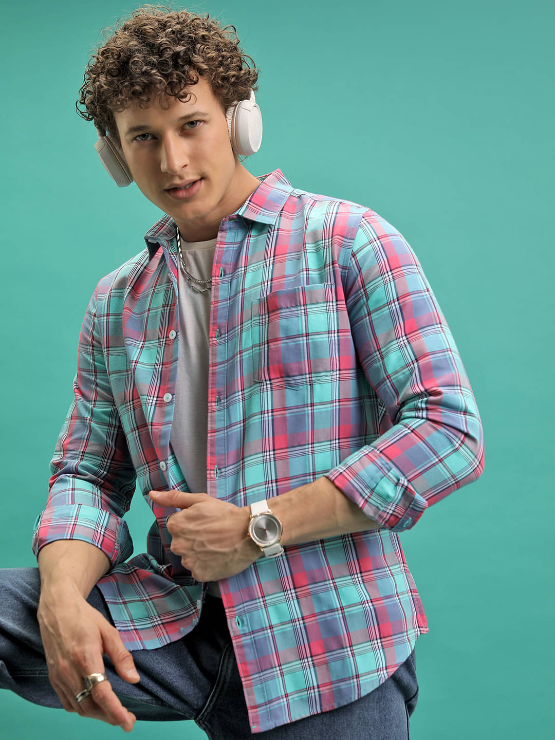     			Highlander Cotton Blend Slim Fit Striped Full Sleeves Men's Casual Shirt - Multicolor ( Pack of 1 )