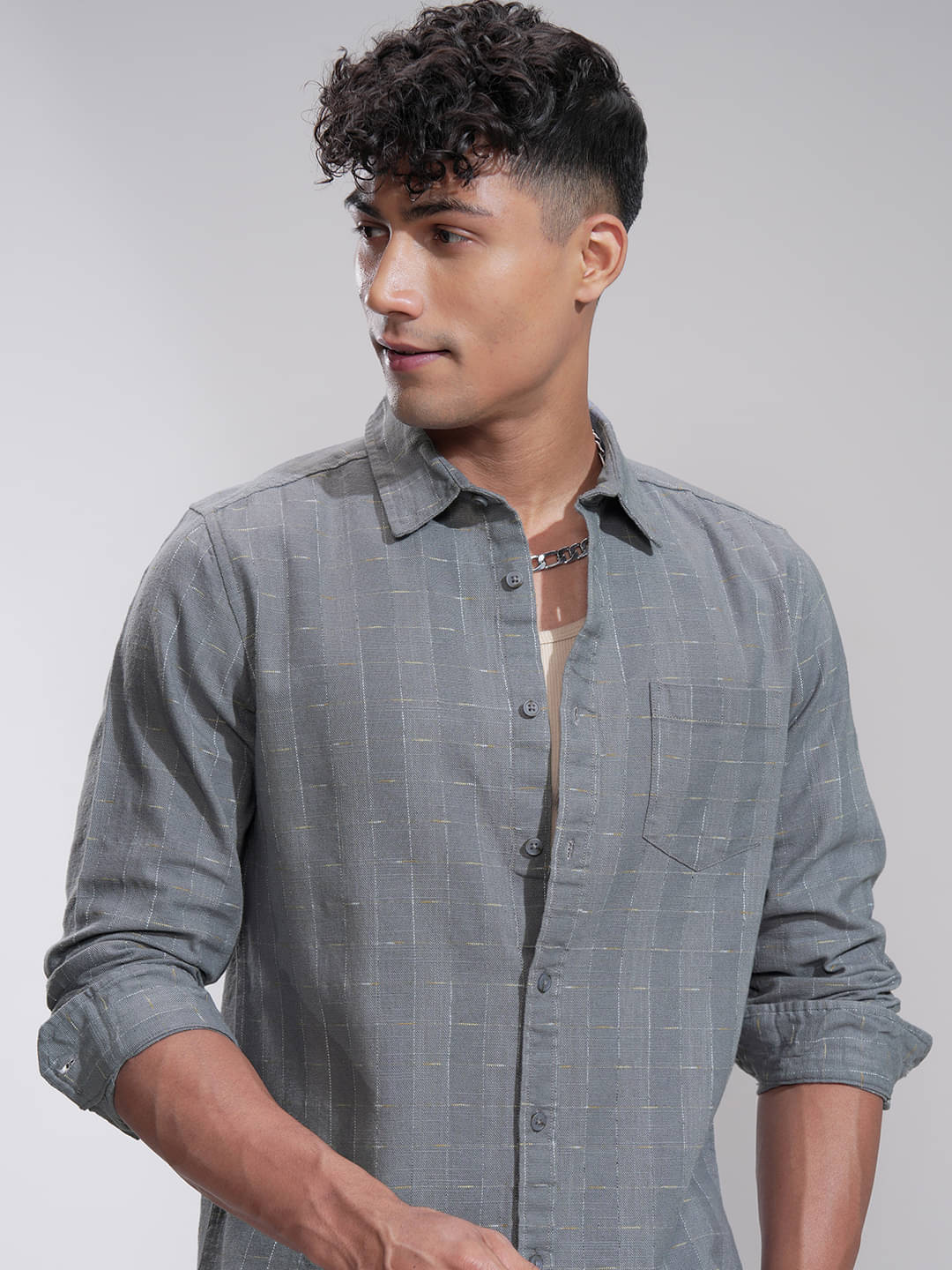 Highlander Cotton Blend Slim Fit Self Design Full Sleeves Men's Casual Shirt - Grey ( Pack of 1 ) Highlander Cotton Blend Slim Fit Self Design Full Sleeves Men's Casual Shirt - Grey ( Pack of 1 )