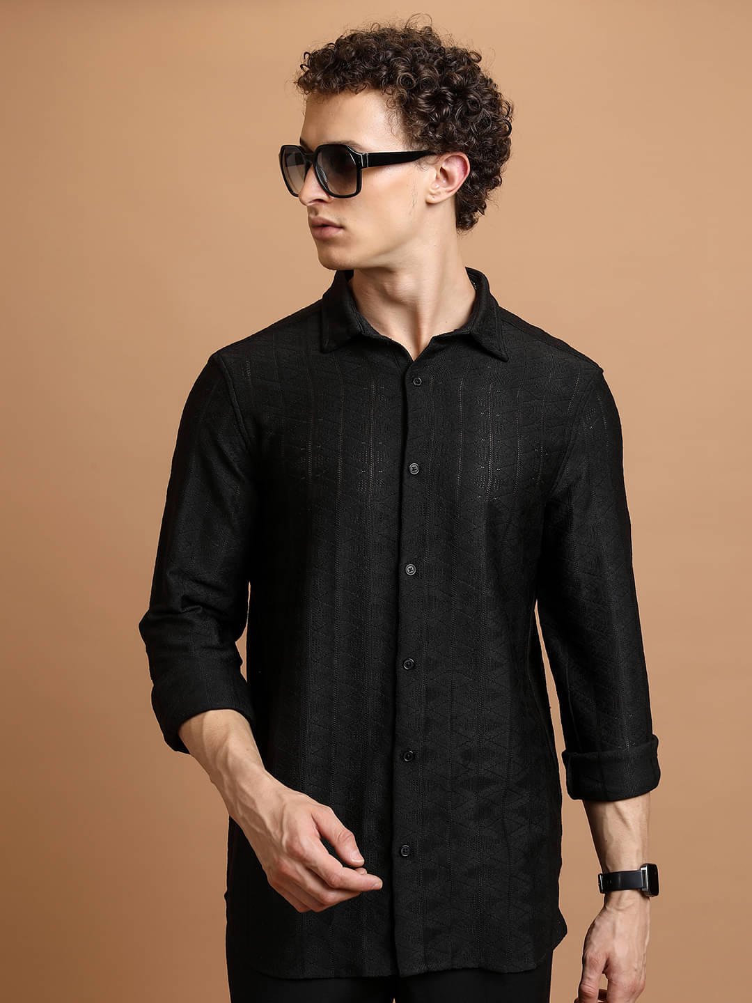     			Highlander Polyester Regular Fit Printed Full Sleeves Men's Casual Shirt - Black ( Pack of 1 )