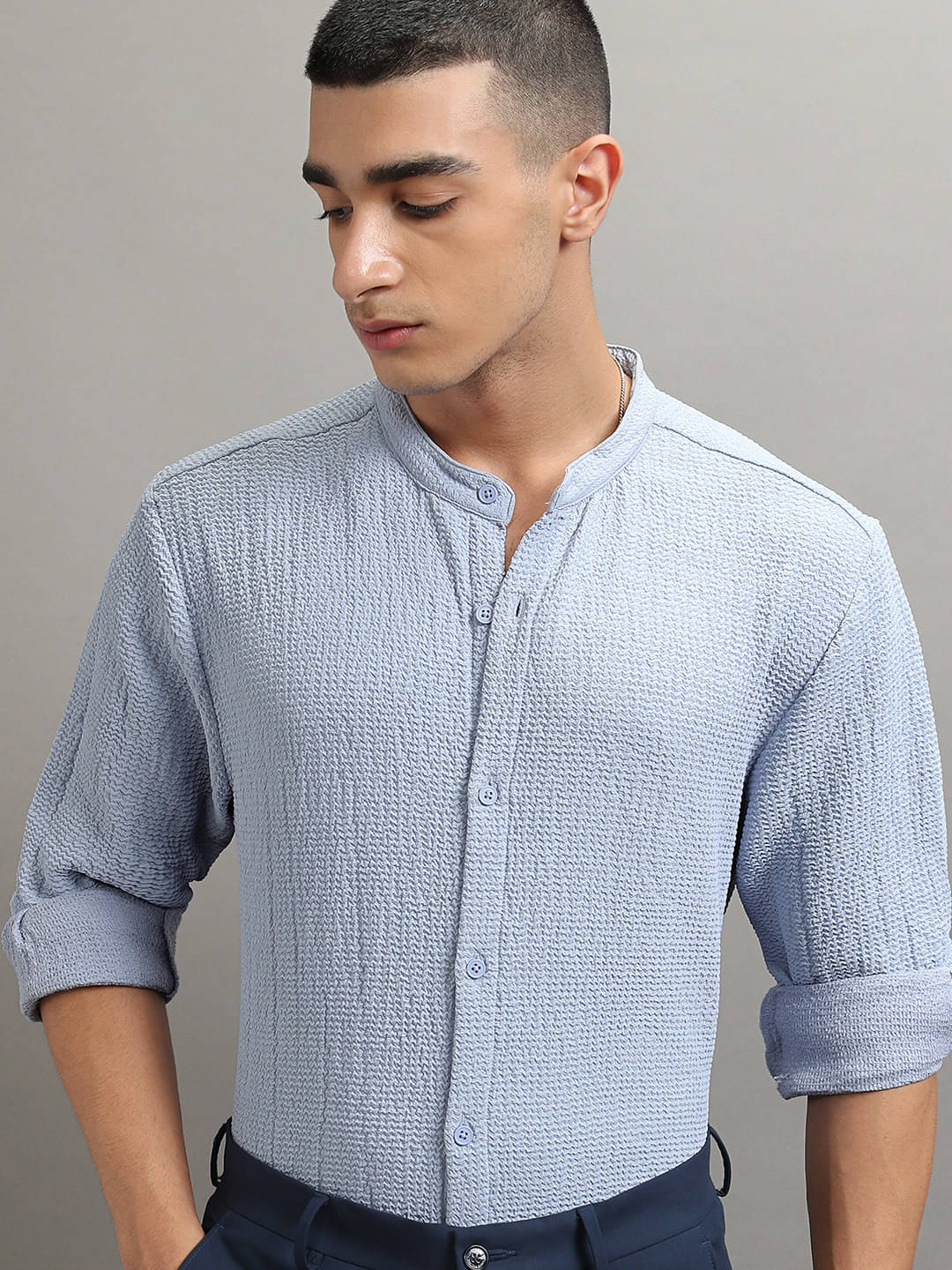 Highlander Polyester Regular Fit Solids Full Sleeves Men's Casual Shirt - Blue ( Pack of 1 ) Highlander Polyester Regular Fit Solids Full Sleeves Men's Casual Shirt - Blue ( Pack of 1 )